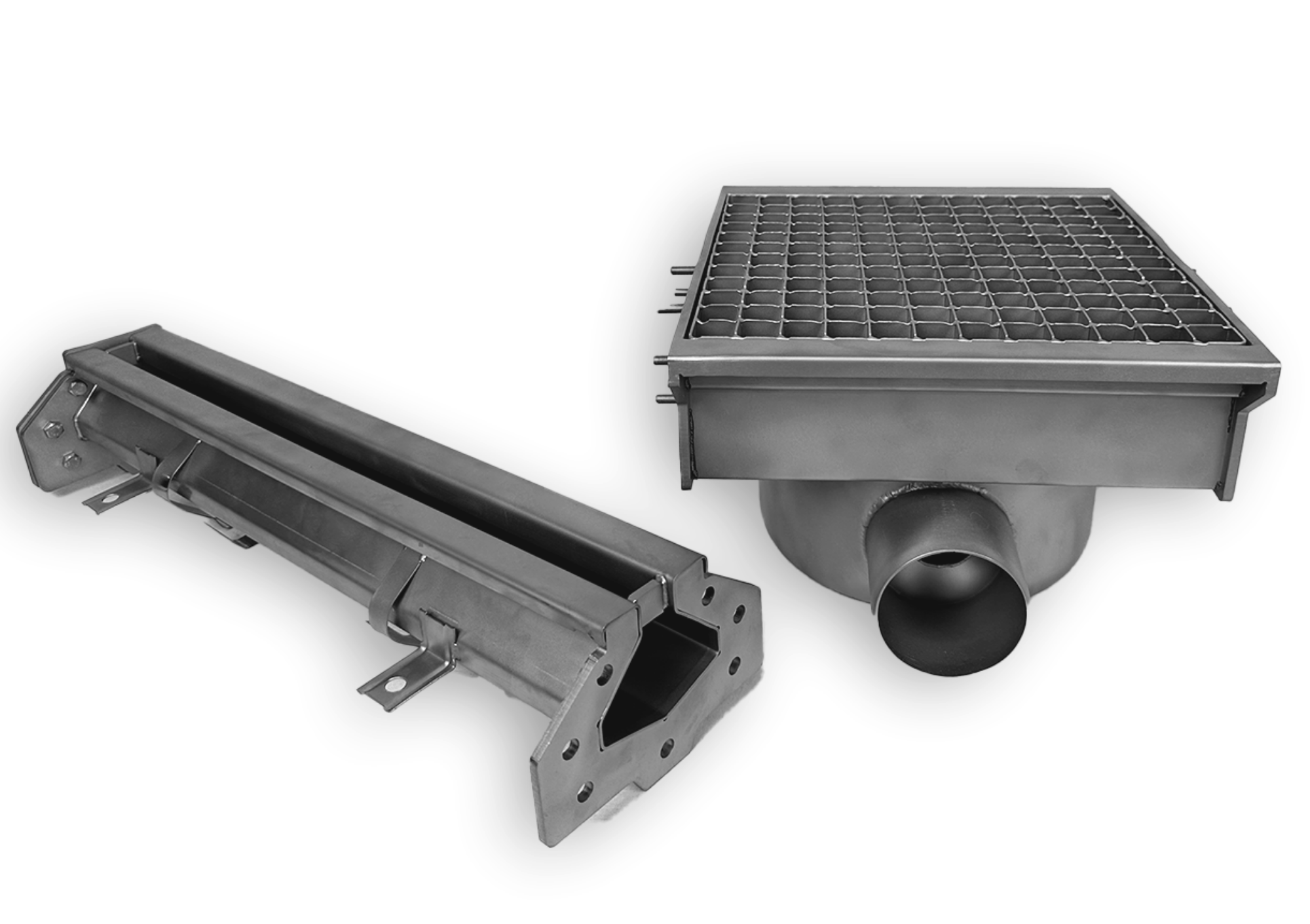 Picture of CombiSteel Stainless Steel Drain 300x265 with 2 Exits for Slotted Chanel