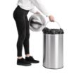 Picture of Bolero Stainless Steel Push Top Bullet Bin Silver 40Ltr