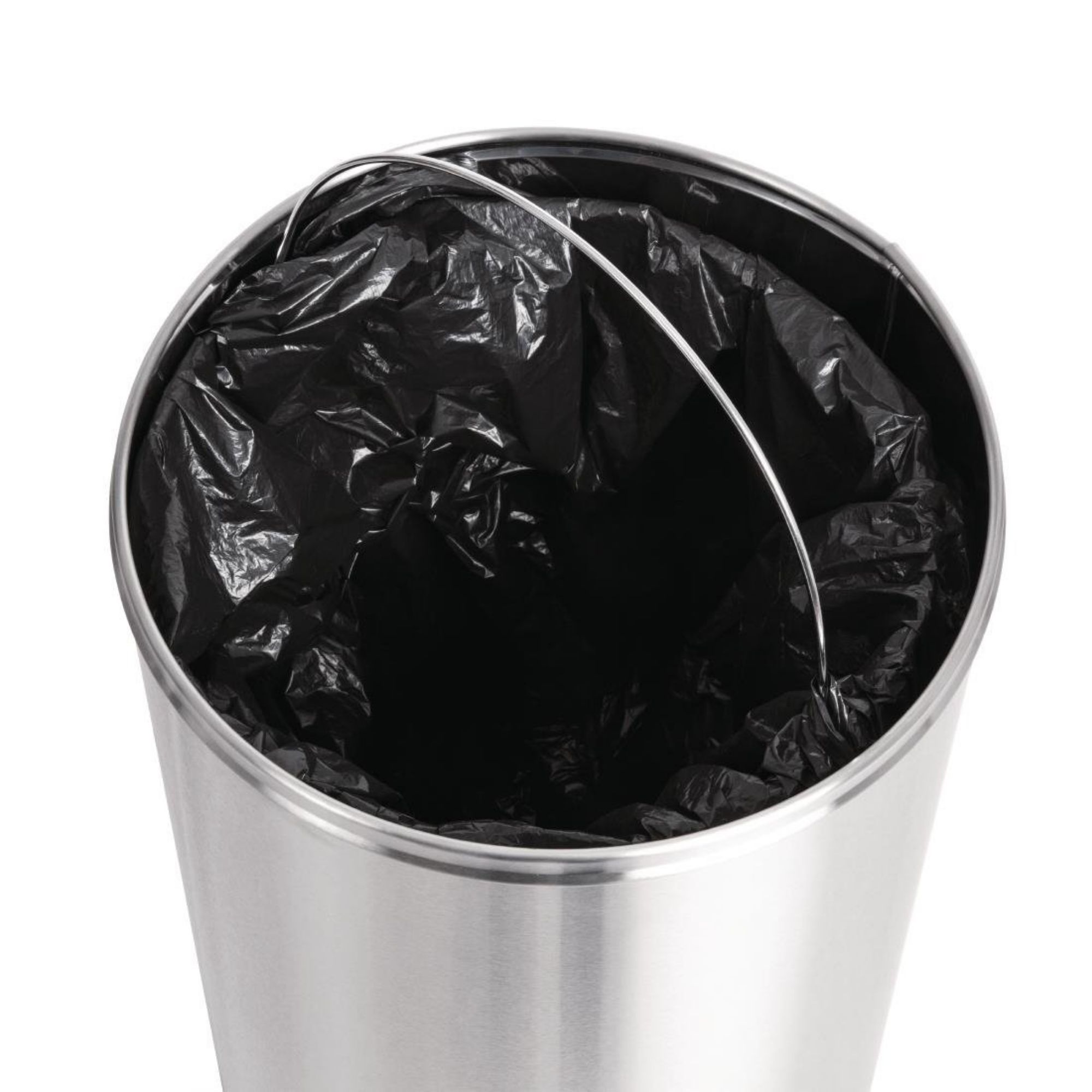 Picture of Bolero Stainless Steel Push Top Bullet Bin Silver 40Ltr