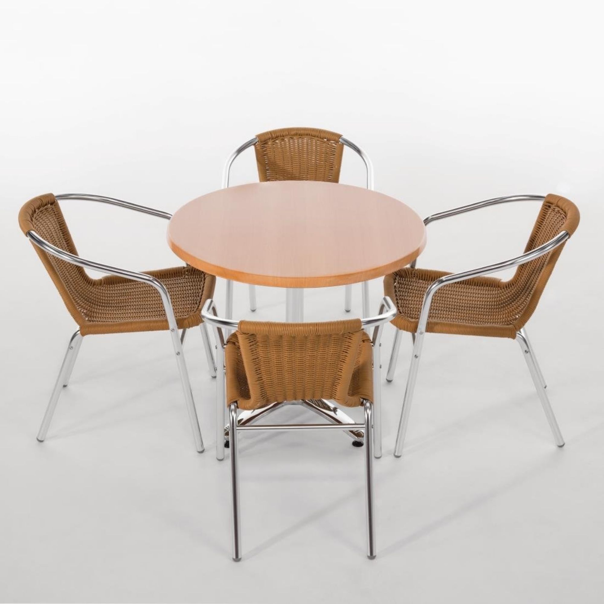 Picture of Bolero Aluminium and Natural Wicker Chair (Pack of 4)