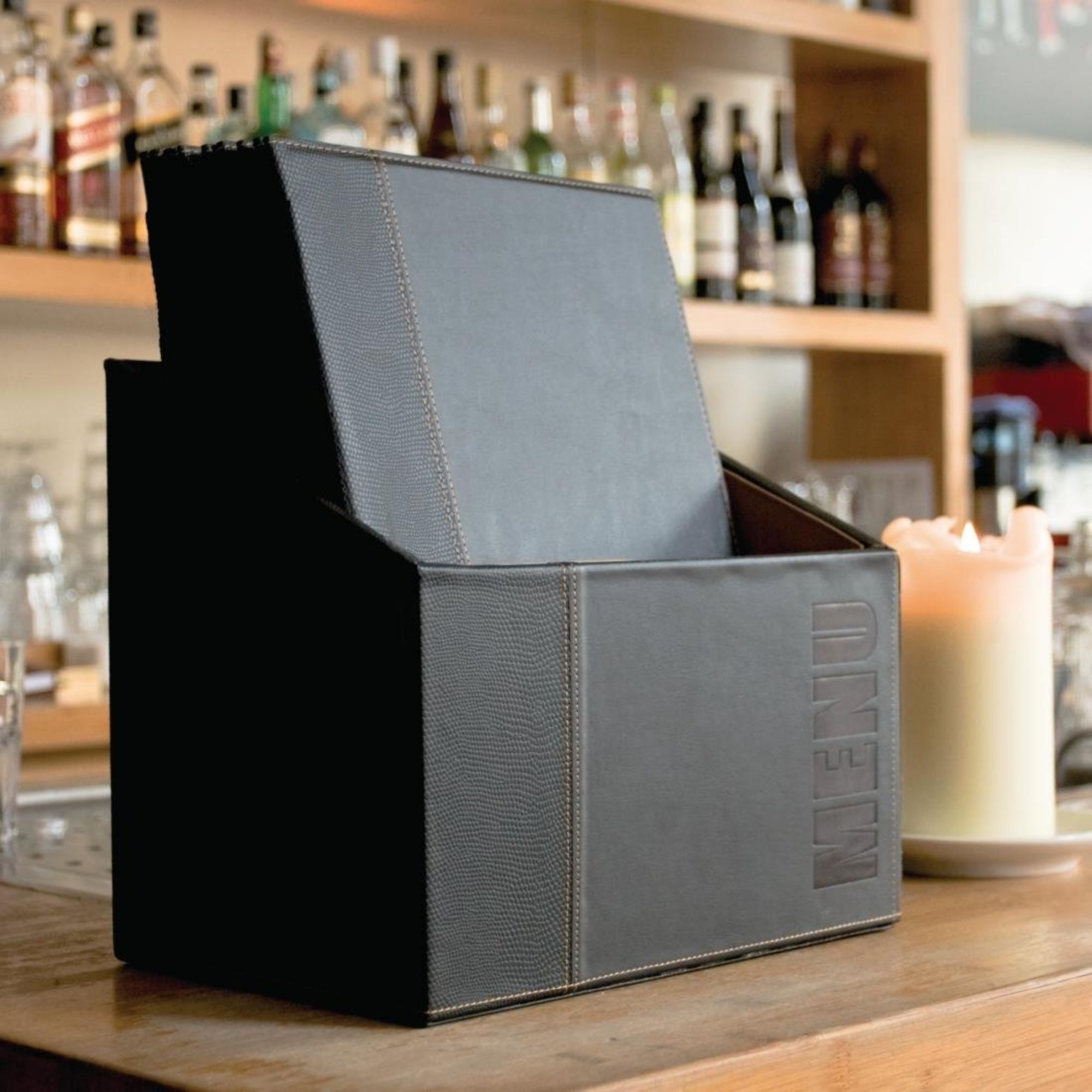 Picture of Securit Contemporary Menu Covers and Storage Box A4 Black (Pack of 20)
