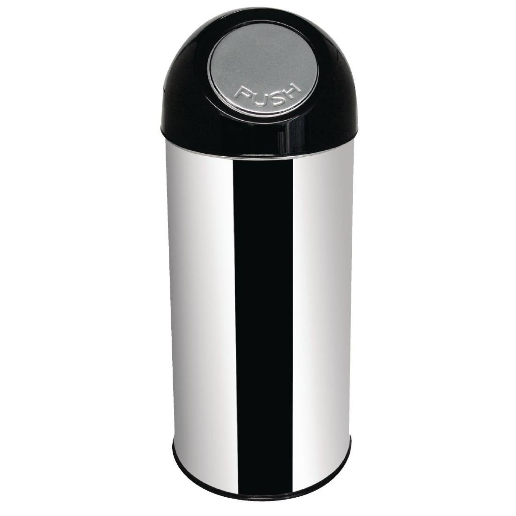 Picture of Bolero Stainless Steel Push Top Bullet Bin Silver 40Ltr