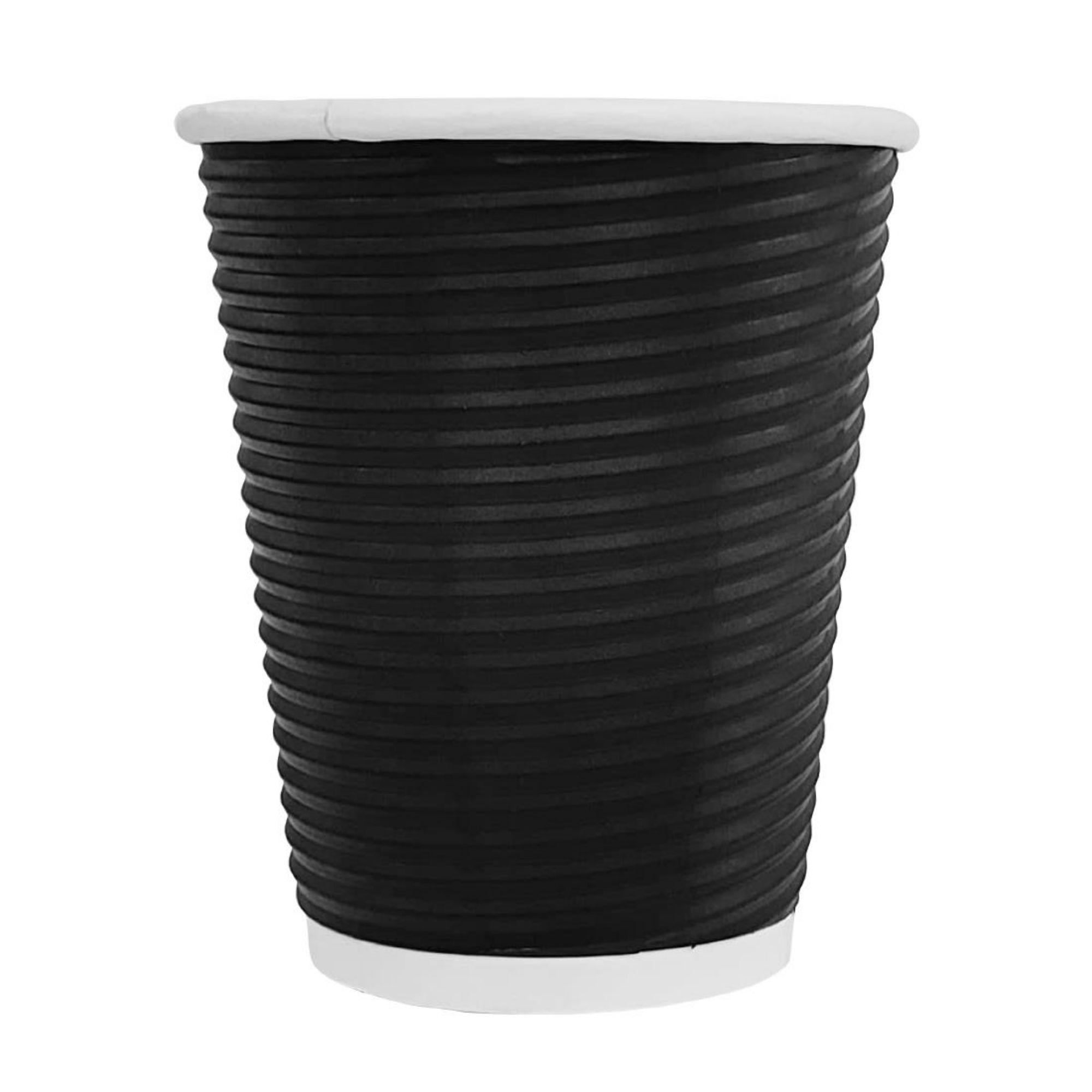 Picture of Fiesta Recyclable Coffee Cups Ripple Wall Black 225ml / 8oz (Pack of 500)