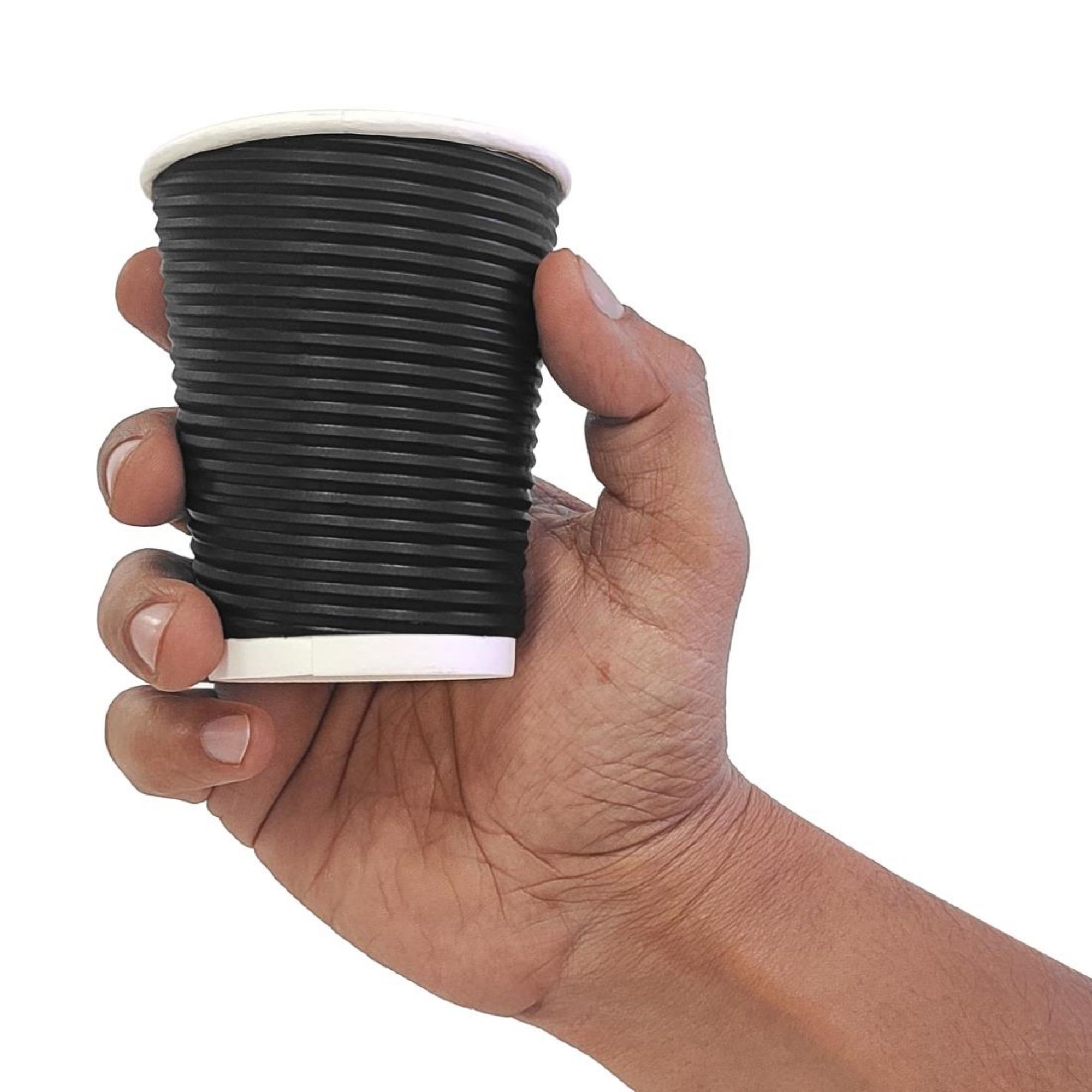 Picture of Fiesta Recyclable Coffee Cups Ripple Wall Black 225ml / 8oz (Pack of 500)