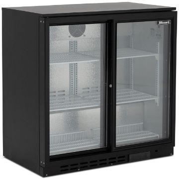 Picture of BLIZZARD Double Sliding Glass Door Bottle Cooler Black BAR2SL
