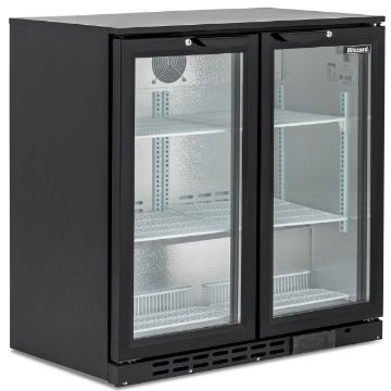 Picture of BLIZZARD Double Hinged Glass Door Bottle Cooler Black BAR2
