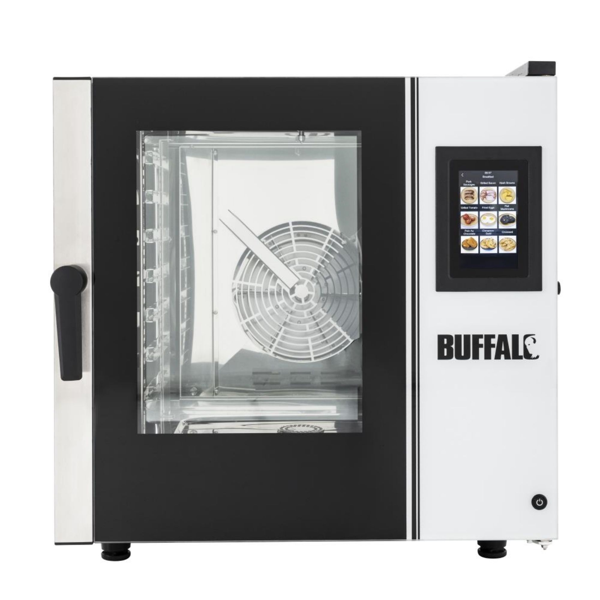 Picture of Buffalo Freestanding Smart Touchscreen Combi Oven 7x GN 1/1 with Installation Kit & Extraction Hood