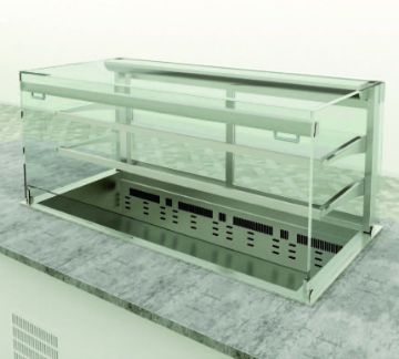 Picture of Emainox Elegance 8046901HC 3 x 1/1gn Grab & Go Drop In 2 Tier Refrigerated display + Dolewell base