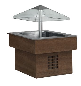 Picture of Emainox "Isola" Mobile Salad Bar with motorised sneeze guard - 4 x 1/1gn
