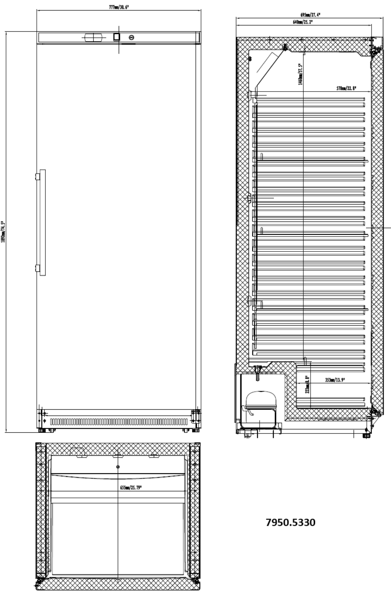 Picture of Combisteel White One-Door Refrigerator - 543 L