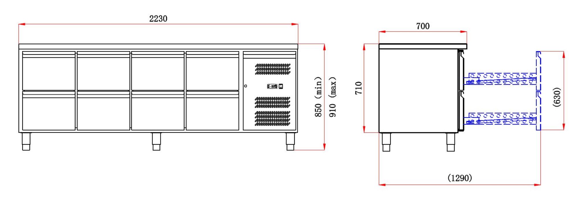 Picture of Combisteel 700 Refrigerated Counter - 8 Drawers, 553 L