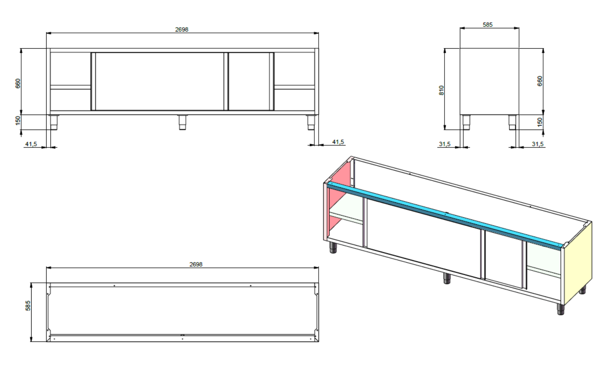 Picture of Combisteel 600 Worktable with Sliding Doors - 2700 mm