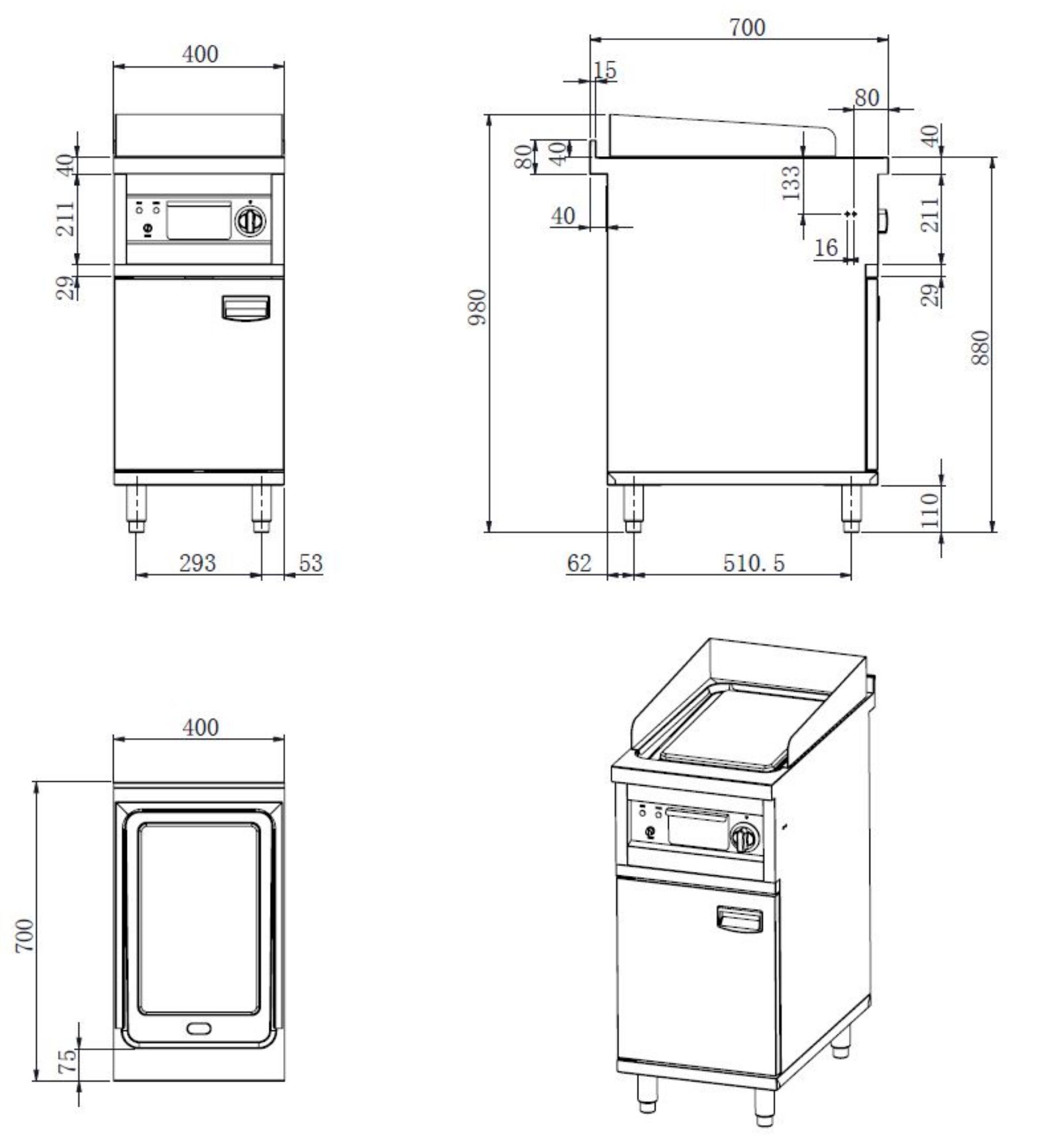 Picture of Combisteel Entry 700 Electric Chromed Fry Top - 2.7 kW