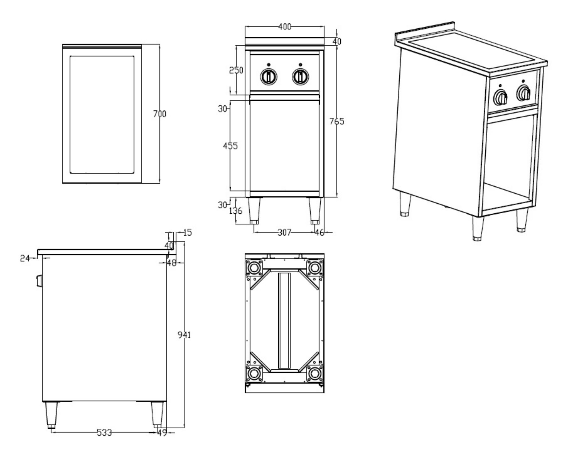 Picture of Combisteel Entry 700 Two-Zone Induction Stove - 7 kW
