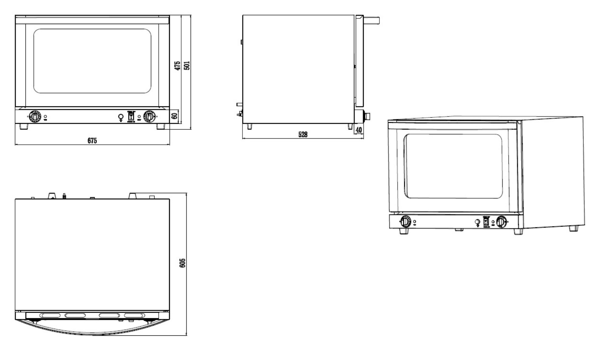 Picture of Combisteel Electric Convection Oven with Humidifier 4 x 1/1 GN - 2.9 kW