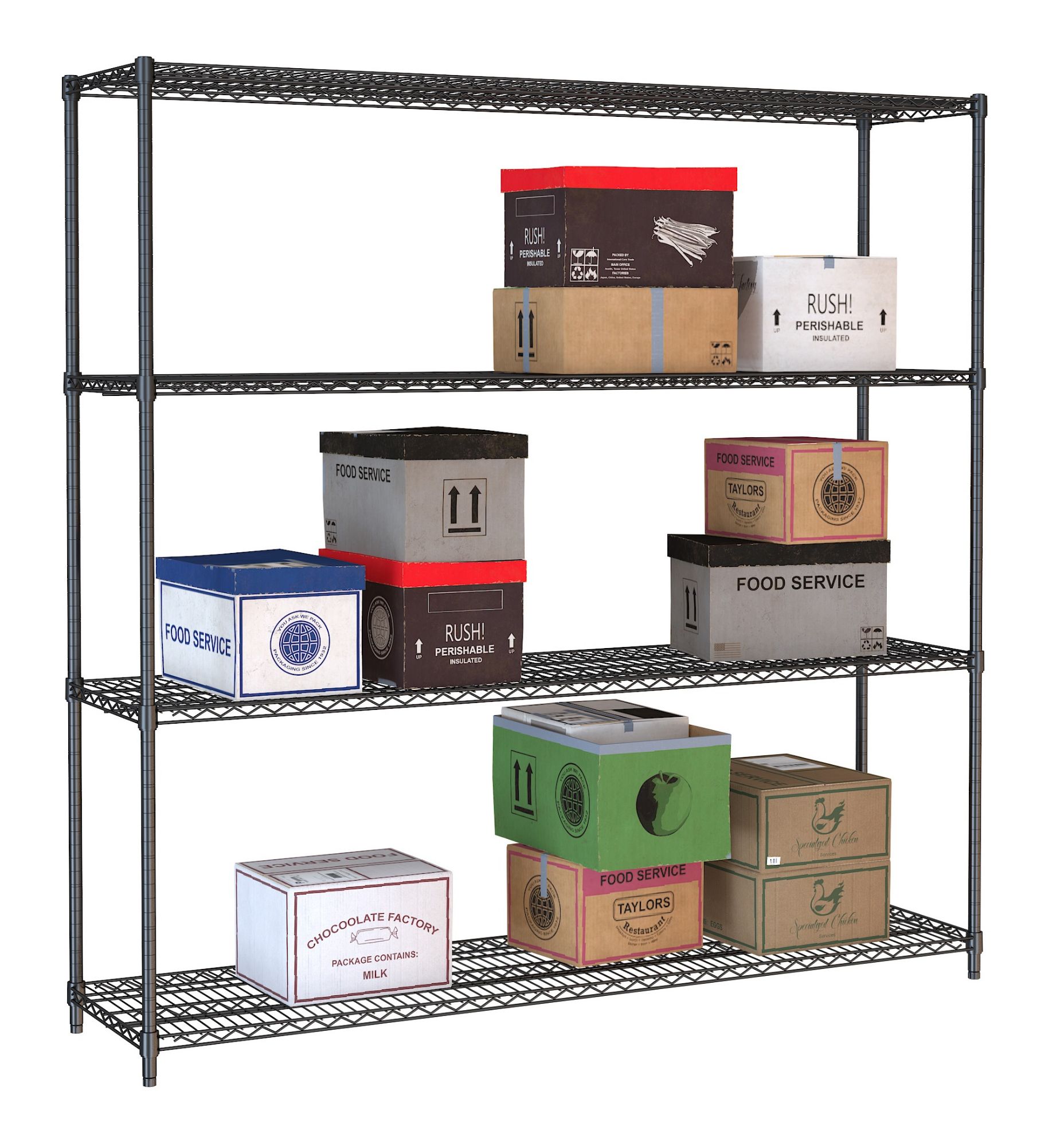 Picture of Combisteel Four-Level Black Powder-Coated Shelf Unit - 1800 mm