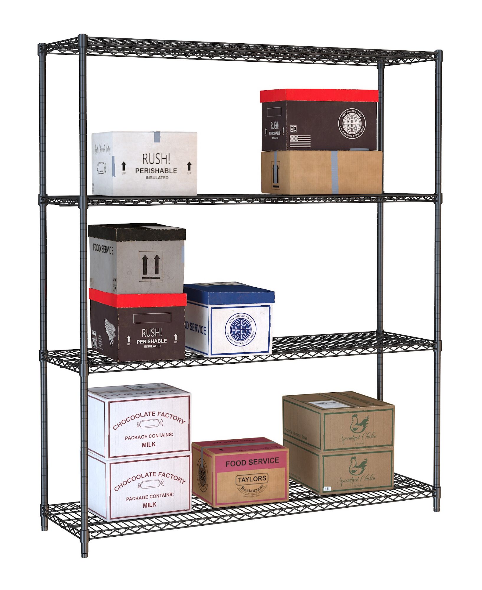 Picture of Combisteel Four-Level Black Powder-Coated Shelf Unit - 1500 mm