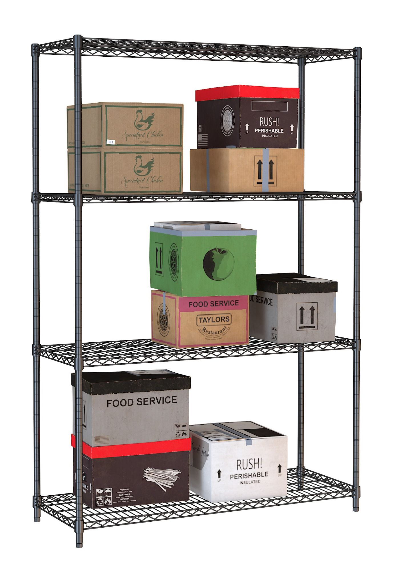 Picture of Combisteel Four-Level Black Powder-Coated Shelf Unit - 1200 mm