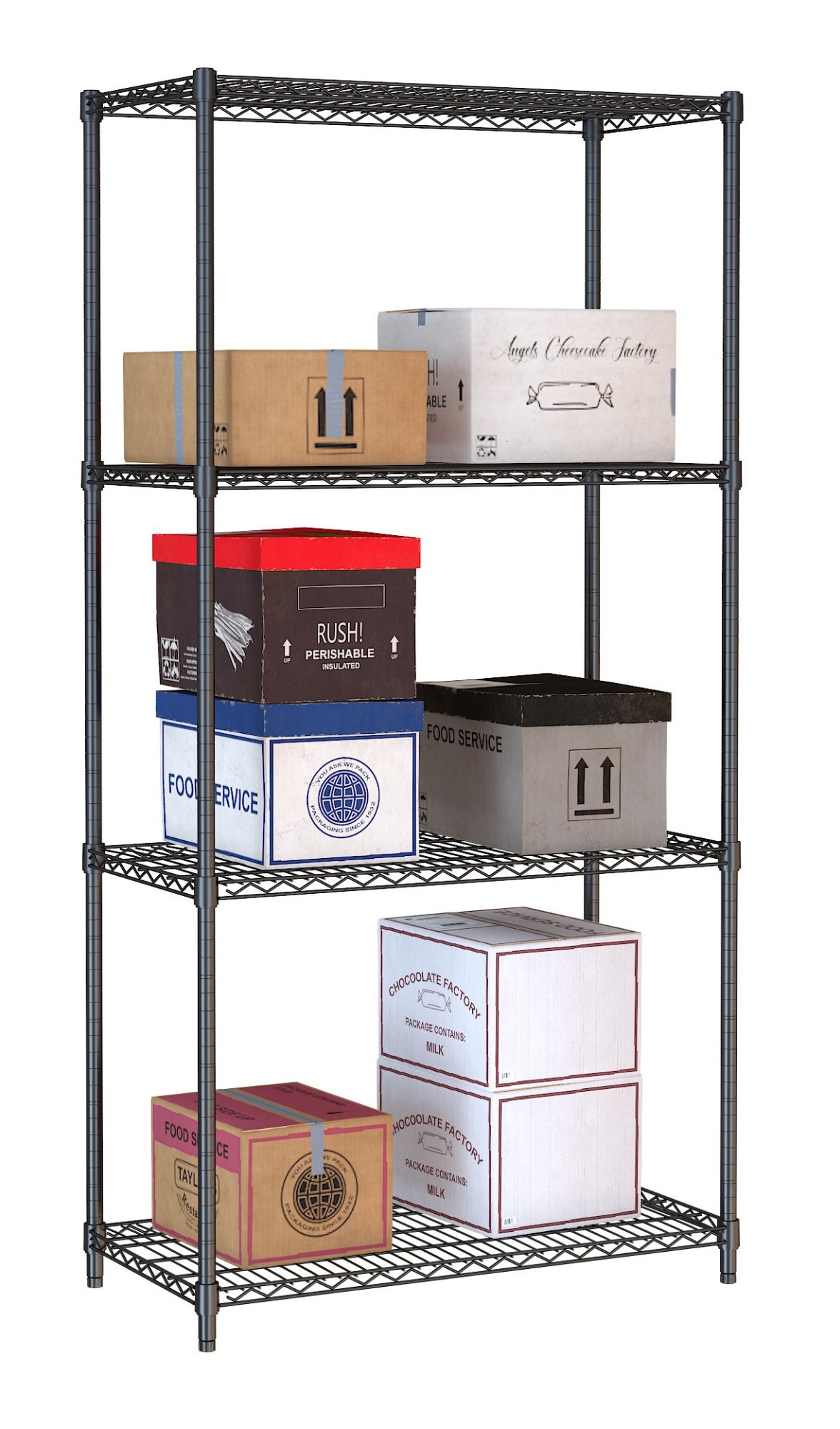 Picture of Combisteel Four-Level Black Powder-Coated Shelf Unit - 900 mm