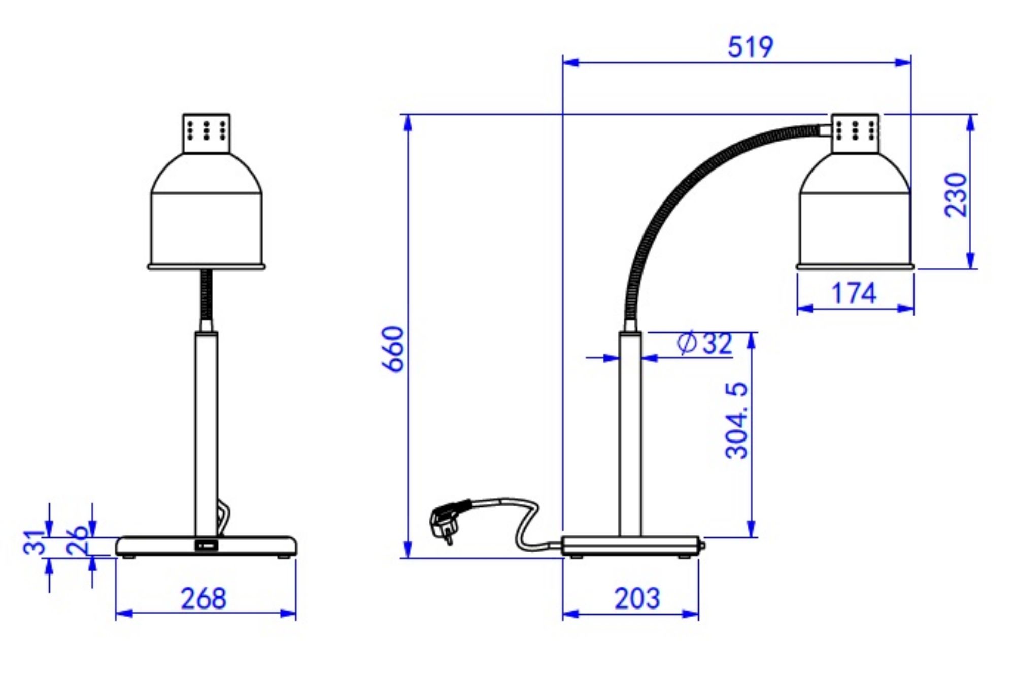 Picture of Combisteel Silver Flexible Heat Lamp - 0.25 kW