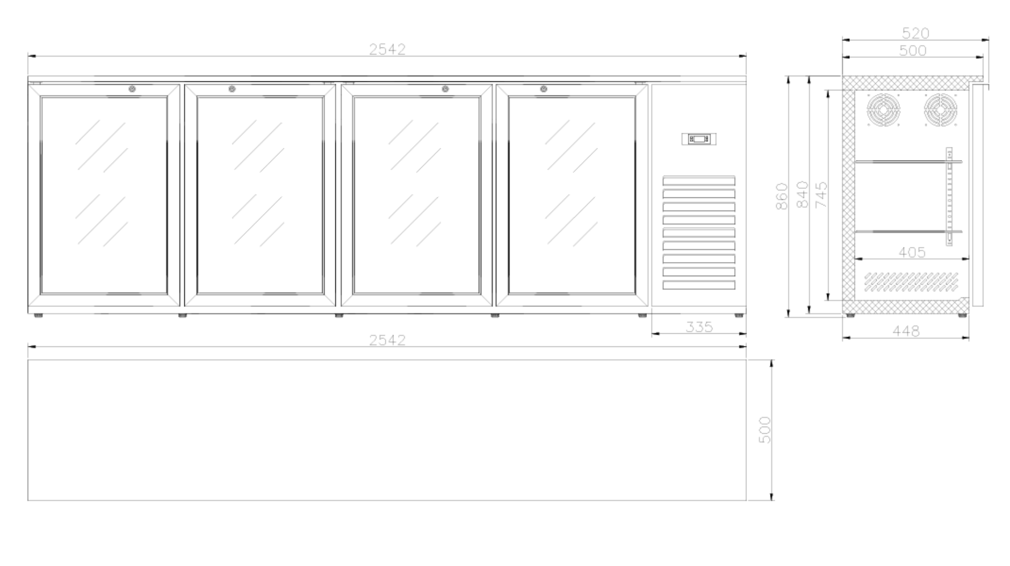 Picture of Combisteel Black 4-Door Backbar Cooler - 636 L
