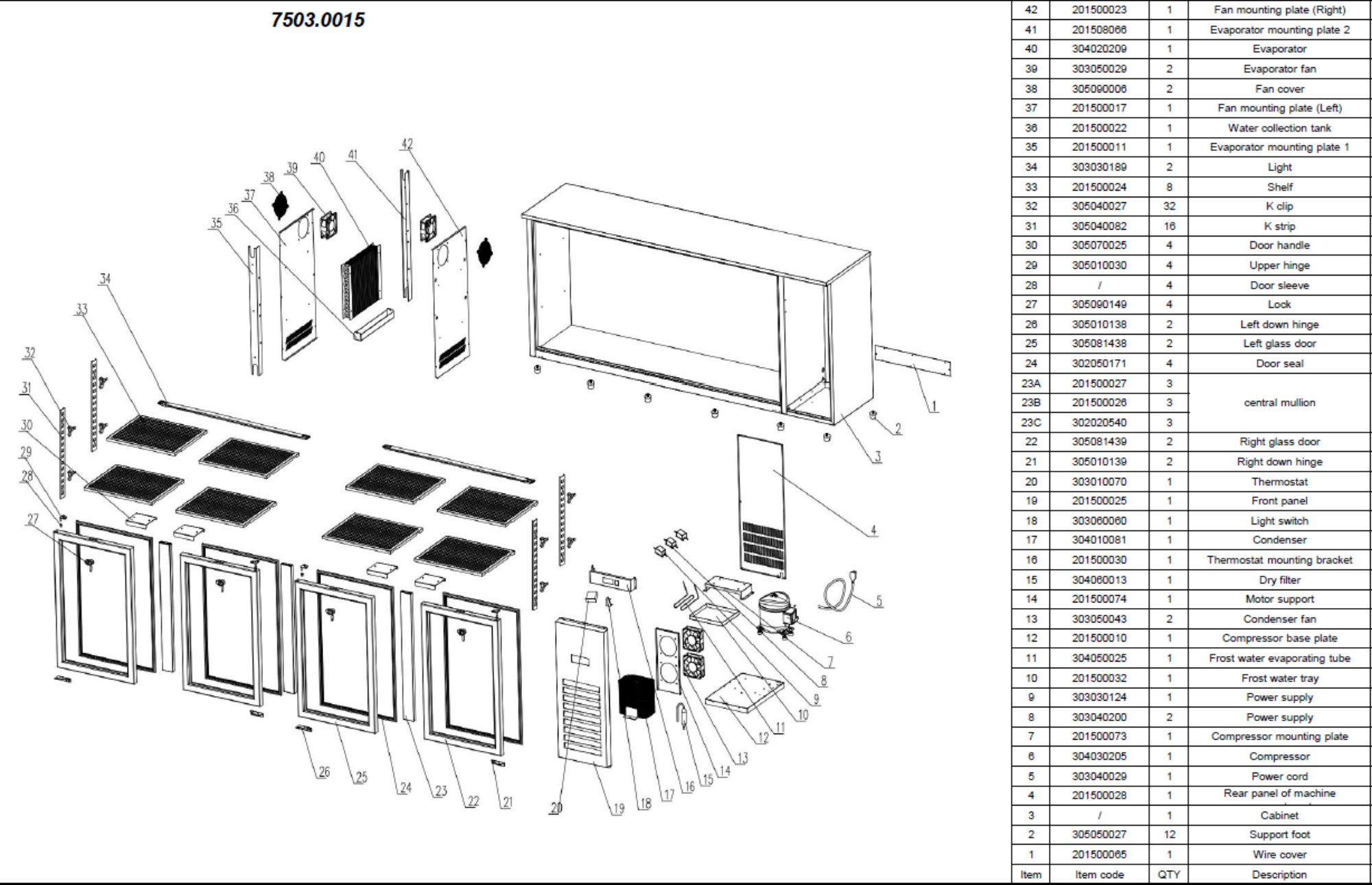 Picture of Combisteel Black 4-Door Backbar Cooler - 636 L