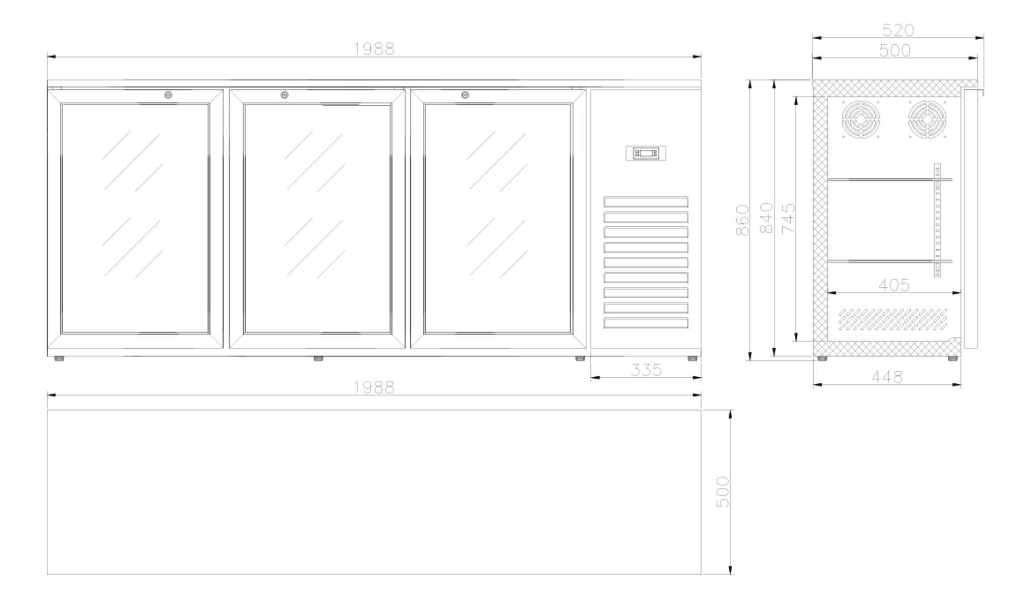 Picture of Combisteel Black 3-Door Backbar Cooler - 470 L