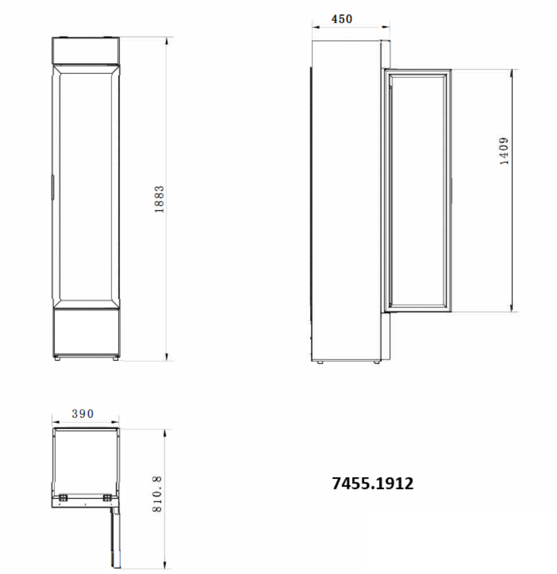 Picture of Combisteel NAP-150 Narrow Black Glass-Door Refrigerator - 150 L