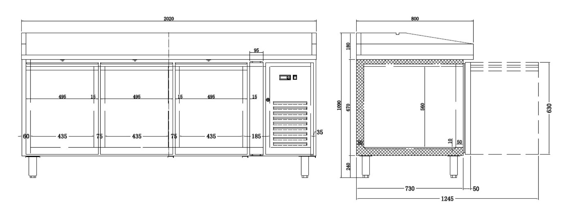 Picture of Combisteel Energy Line Three-Door Pizza Table - 410 L
