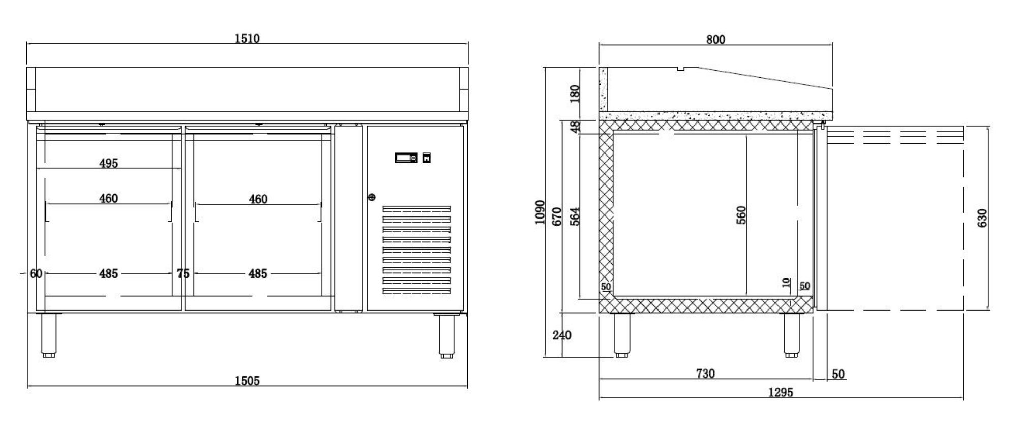 Picture of Combisteel Energy Line Two-Door Pizza Table - 268 L