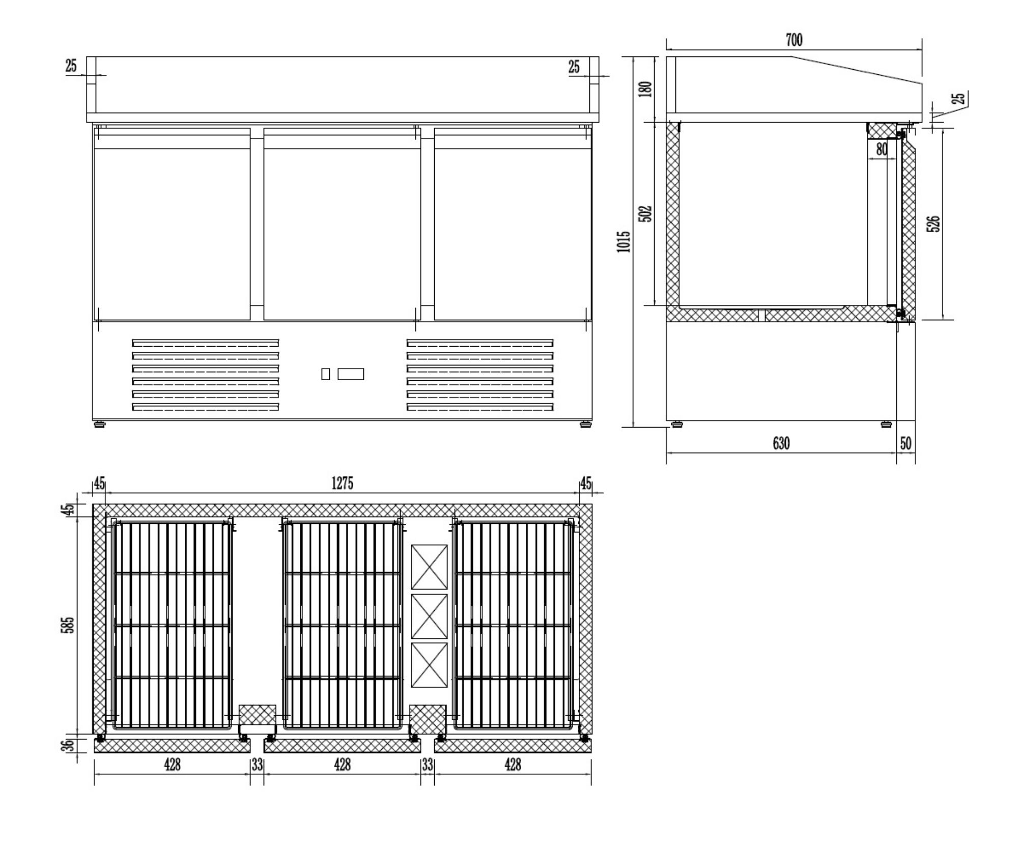 Picture of Combisteel Energy Line 3-Door Pizza Counter with Evaporator - 400 L