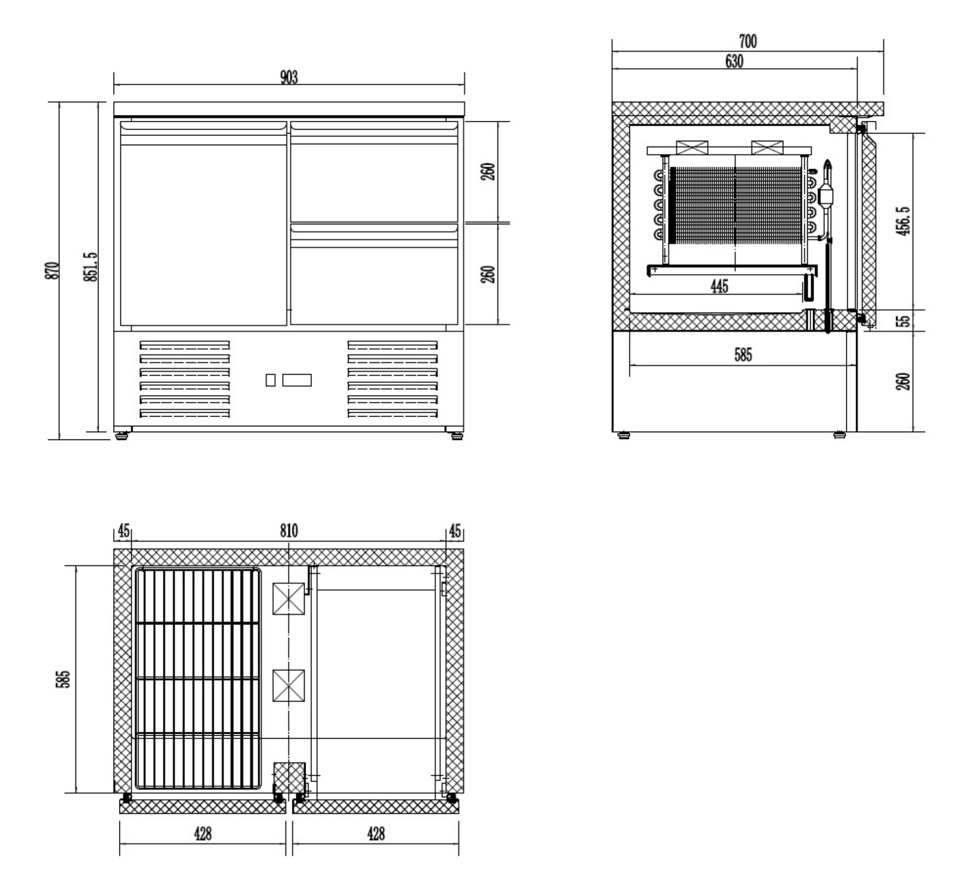 Picture of Combisteel Energy Line 1-Door 2-Drawer Counter with Evaporator - 257 L