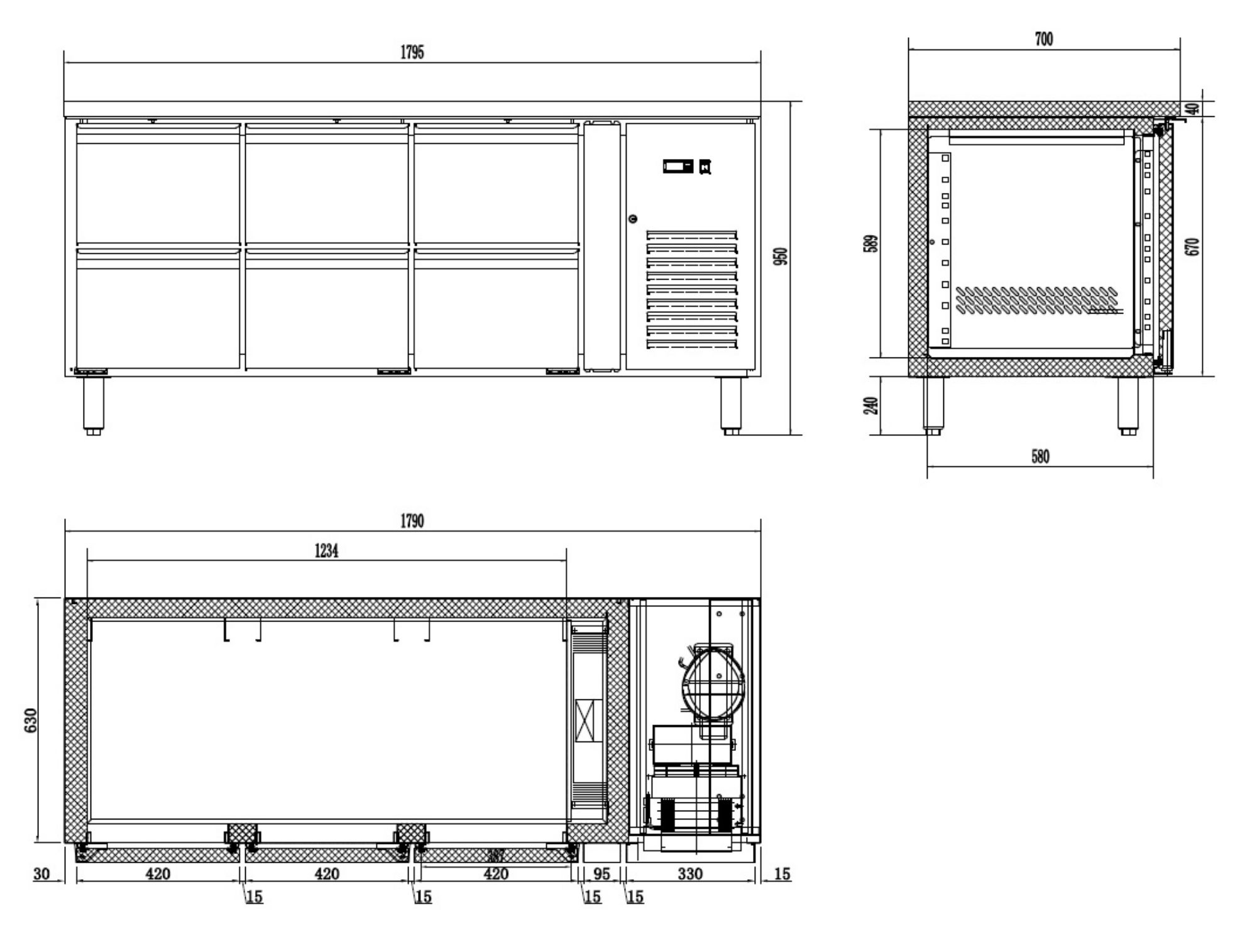 Picture of Combisteel Energy Line Six-Drawer Refrigerated Counter - 158 L