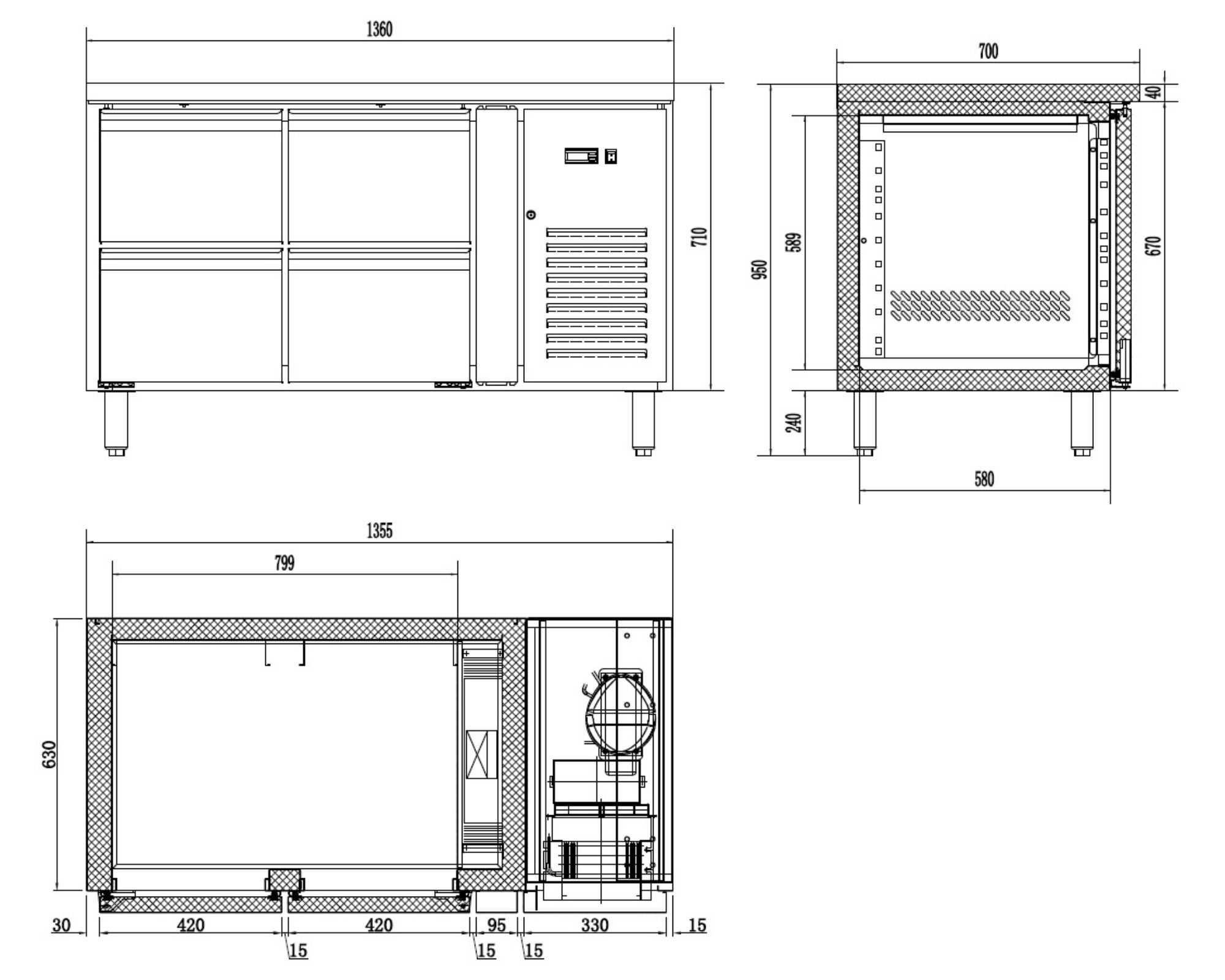Picture of Combisteel Energy Line Four-Drawer Refrigerated Counter - 105 L
