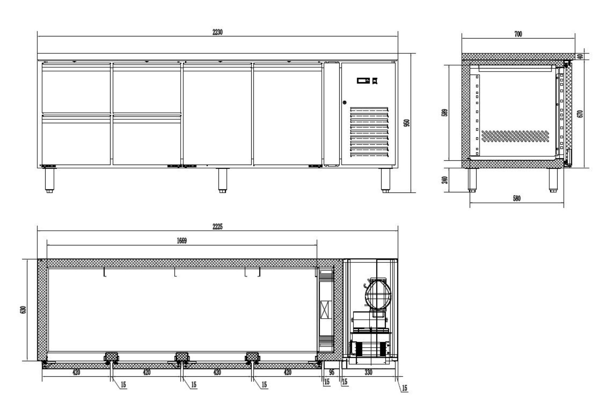 Picture of Combisteel Energy Line 2-Door 4-Drawer Refrigerated Counter - 284 L