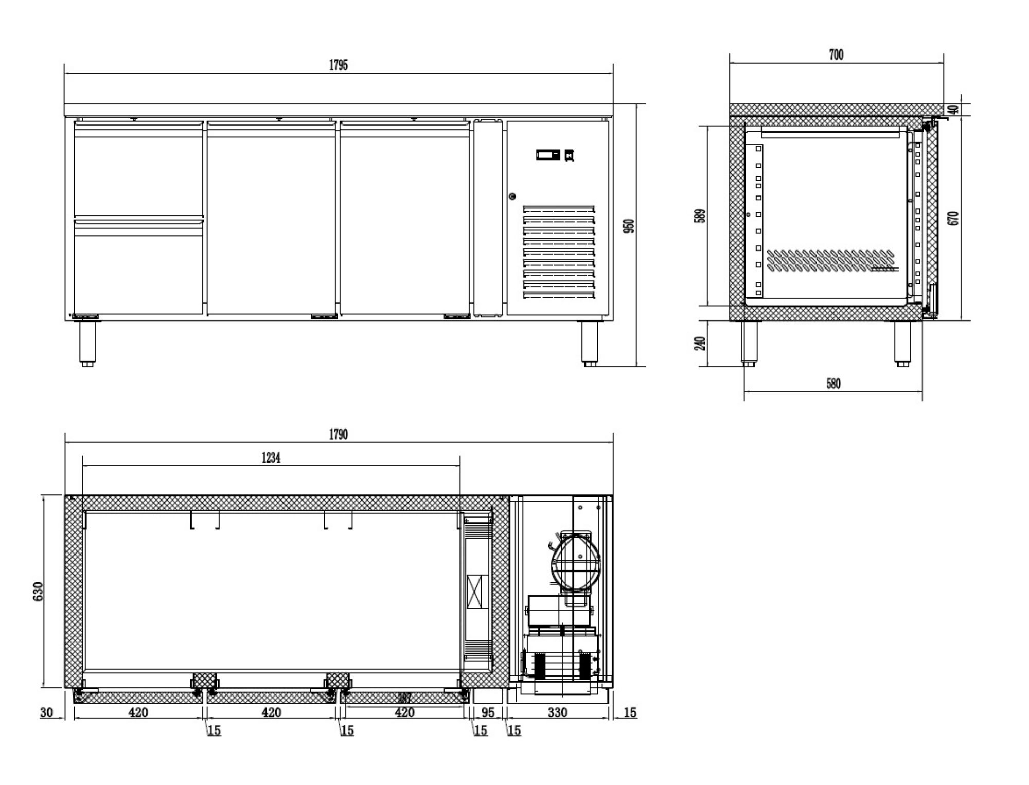 Picture of Combisteel Energy Line 2-Door 2-Drawer Refrigerated Counter - 242 L