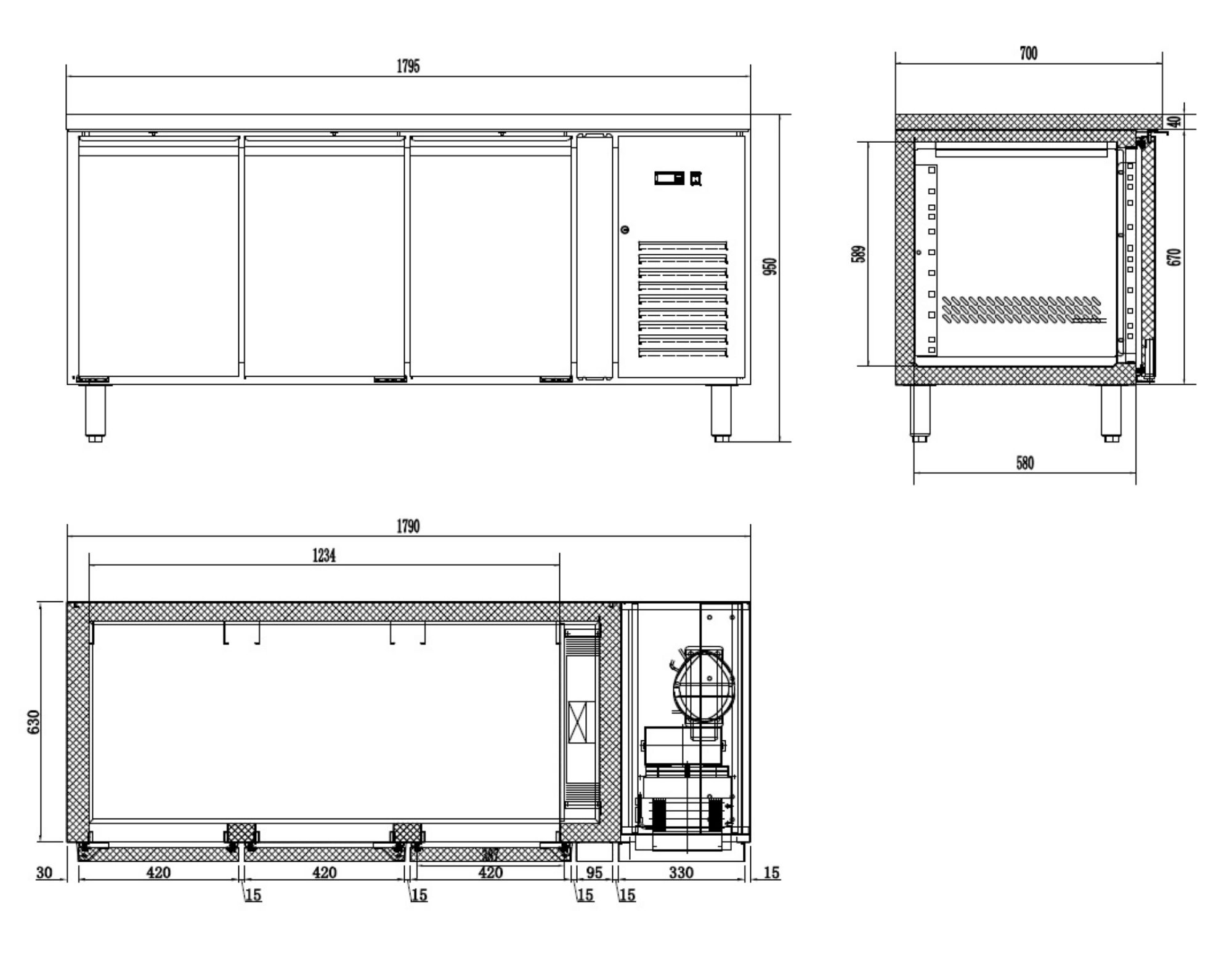 Picture of Combisteel Energy Line Three-Door Refrigerated Counter - 291 L