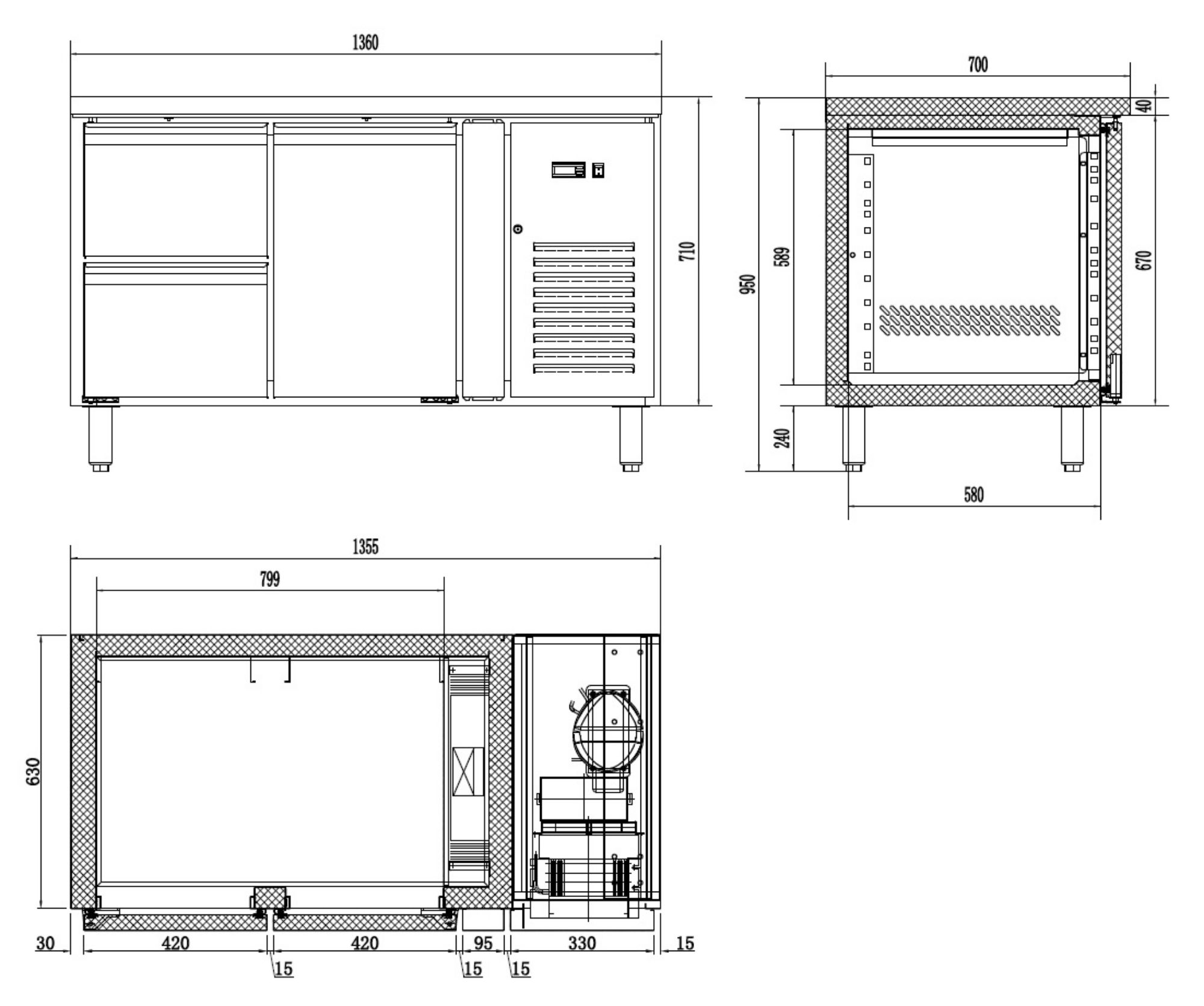 Picture of Combisteel Energy Line 1-Door 2-Drawer Refrigerated Counter - 142 L
