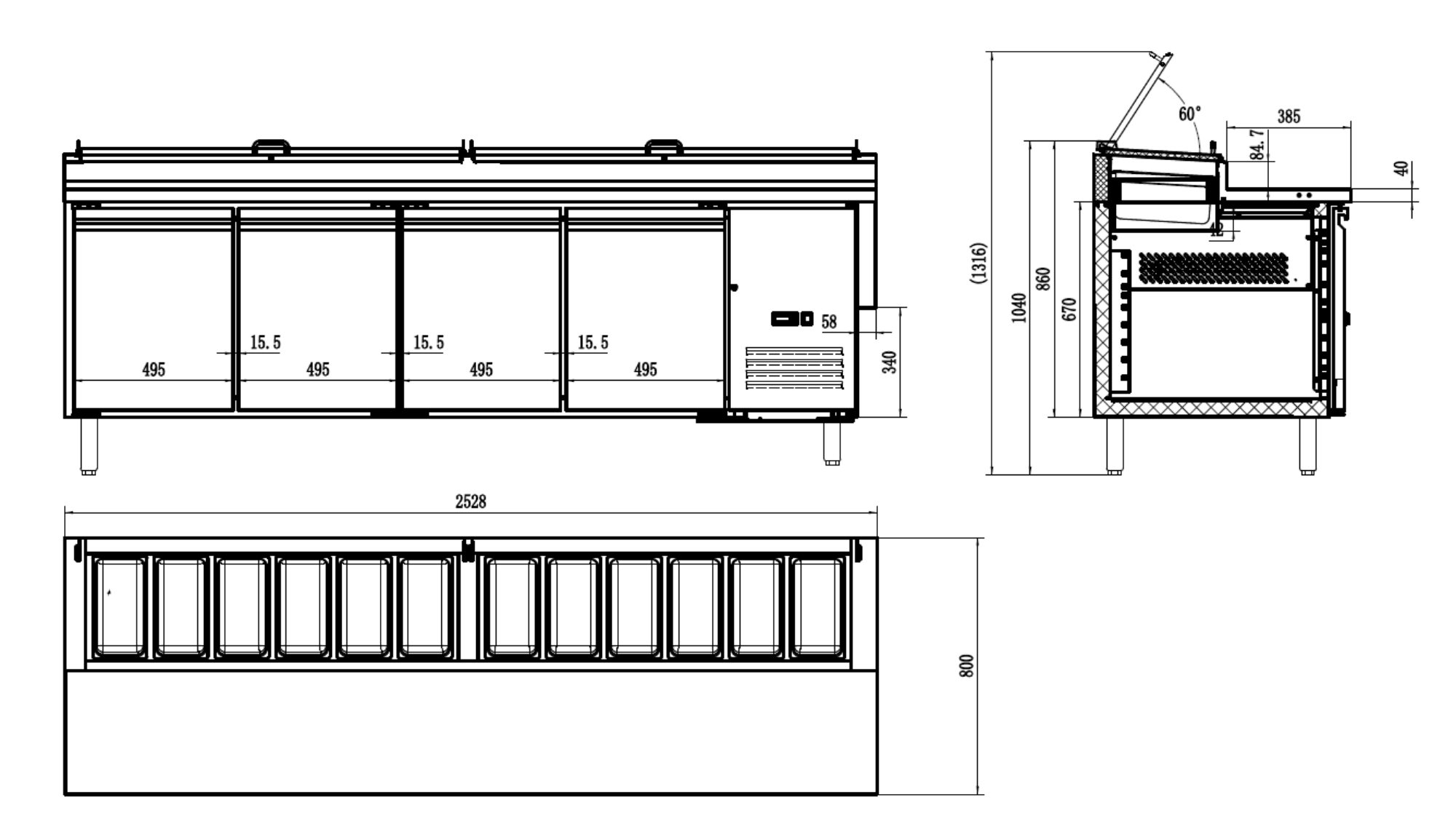Picture of Combisteel 4-Door Saladette 12 x 1/3 GN - Transport on Request