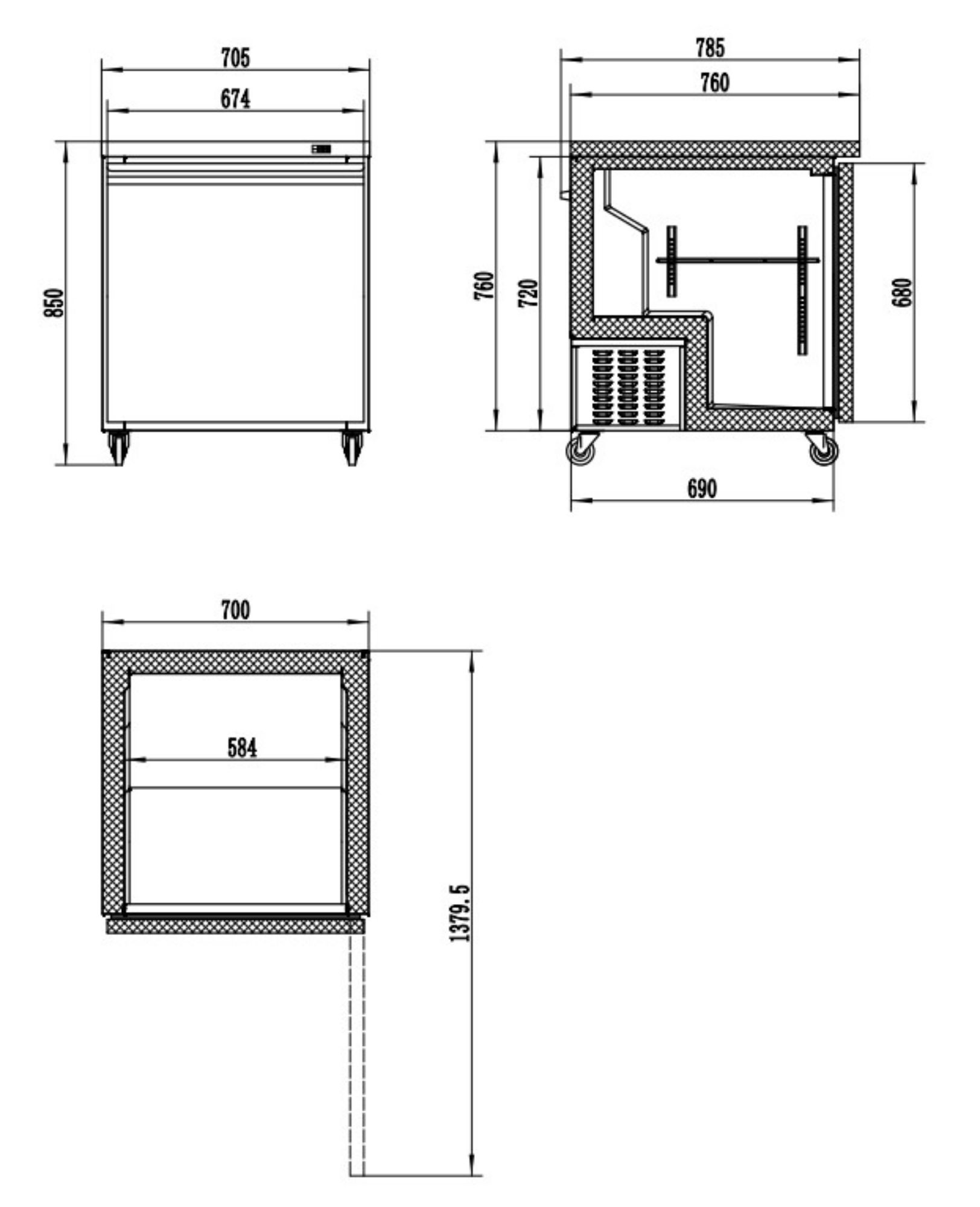 Picture of Combisteel Stainless Steel Undercounter Freezer - 1 Door, 185 L
