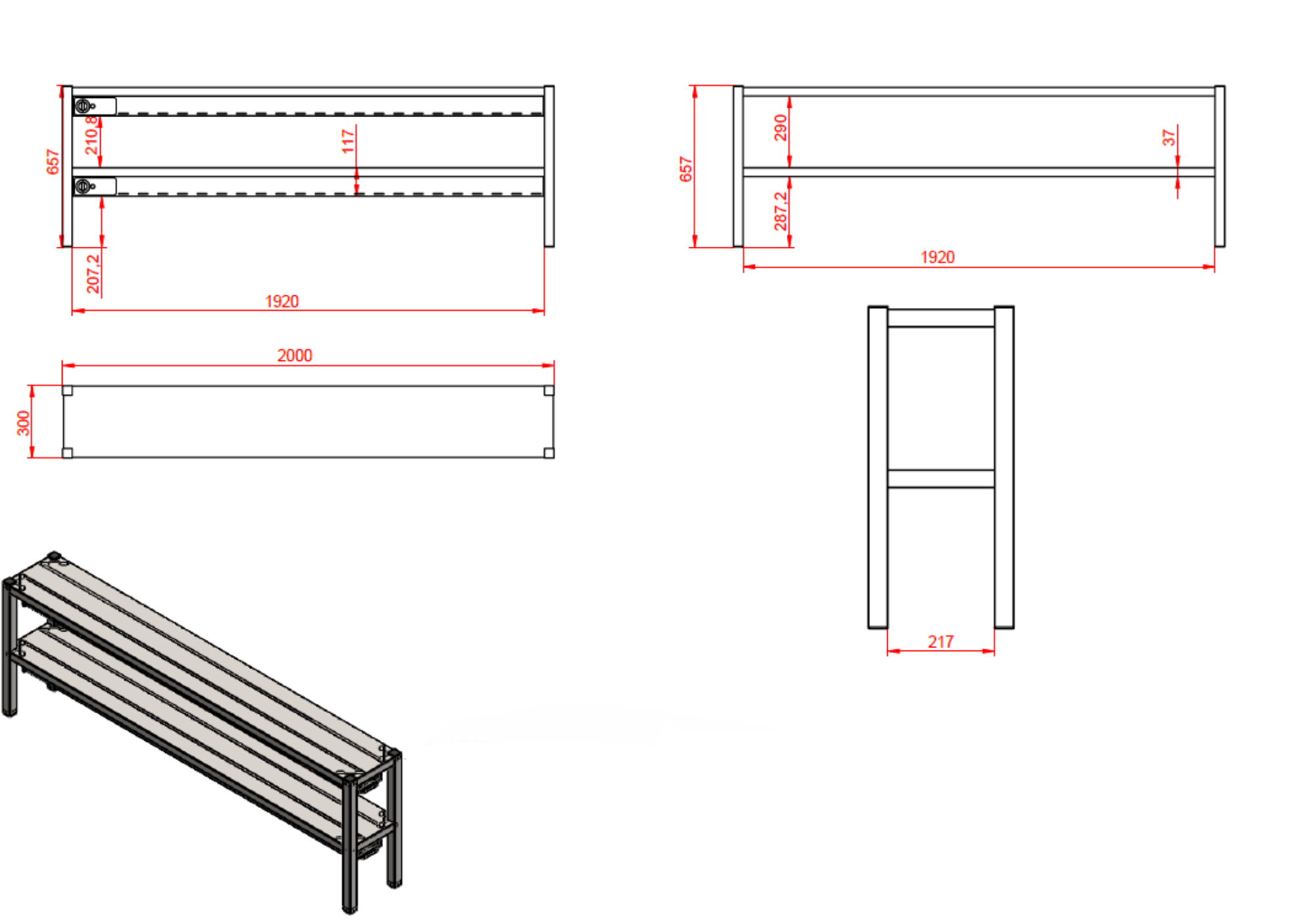 Picture of Combisteel 2-Level Flat-Packed Overshelf 1600 - Stainless Steel 430