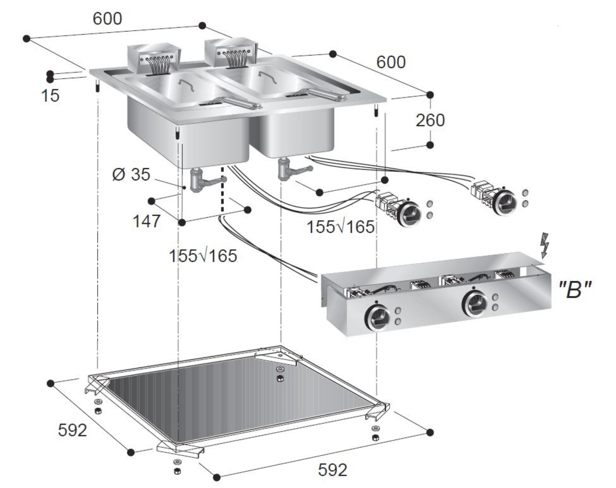 Picture of Combisteel Electric Fryer 2 x 10 L - 11 kW