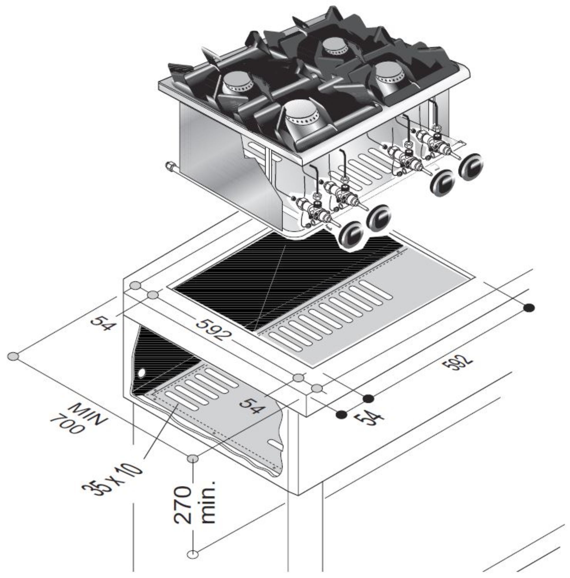 Picture of Combisteel Drop-In Four-Burner Gas Range - 18 kW