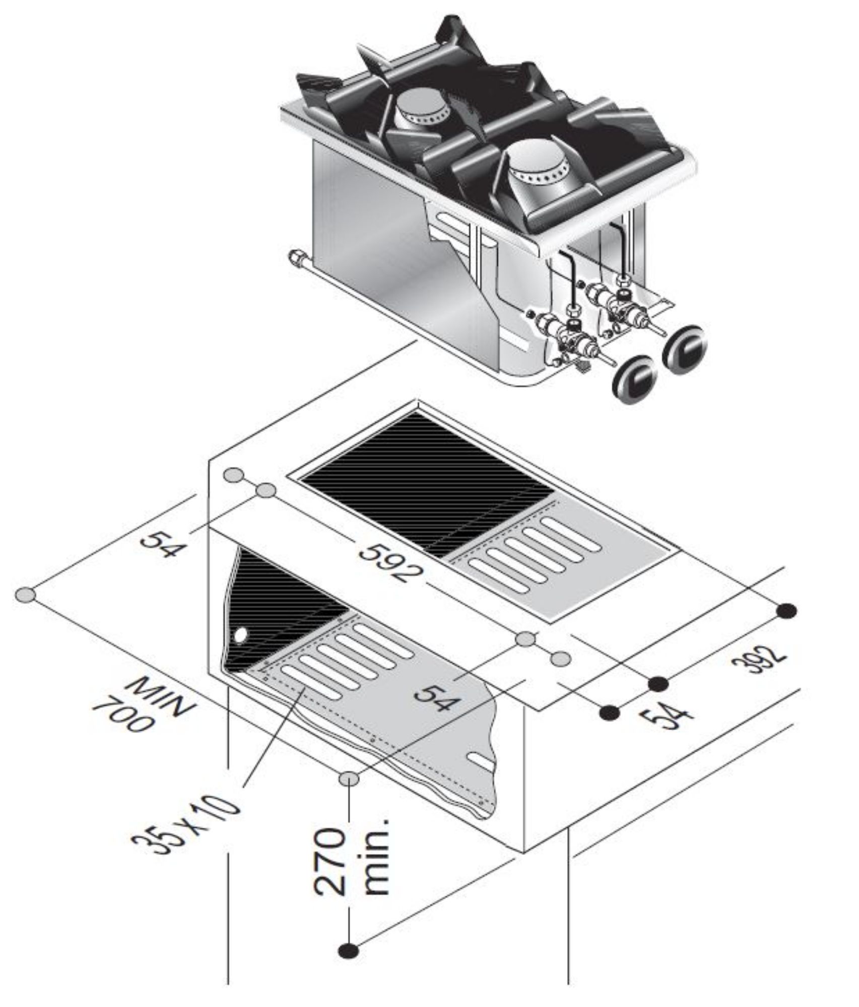 Picture of Combisteel Drop-In Two-Burner Gas Range - 9 kW