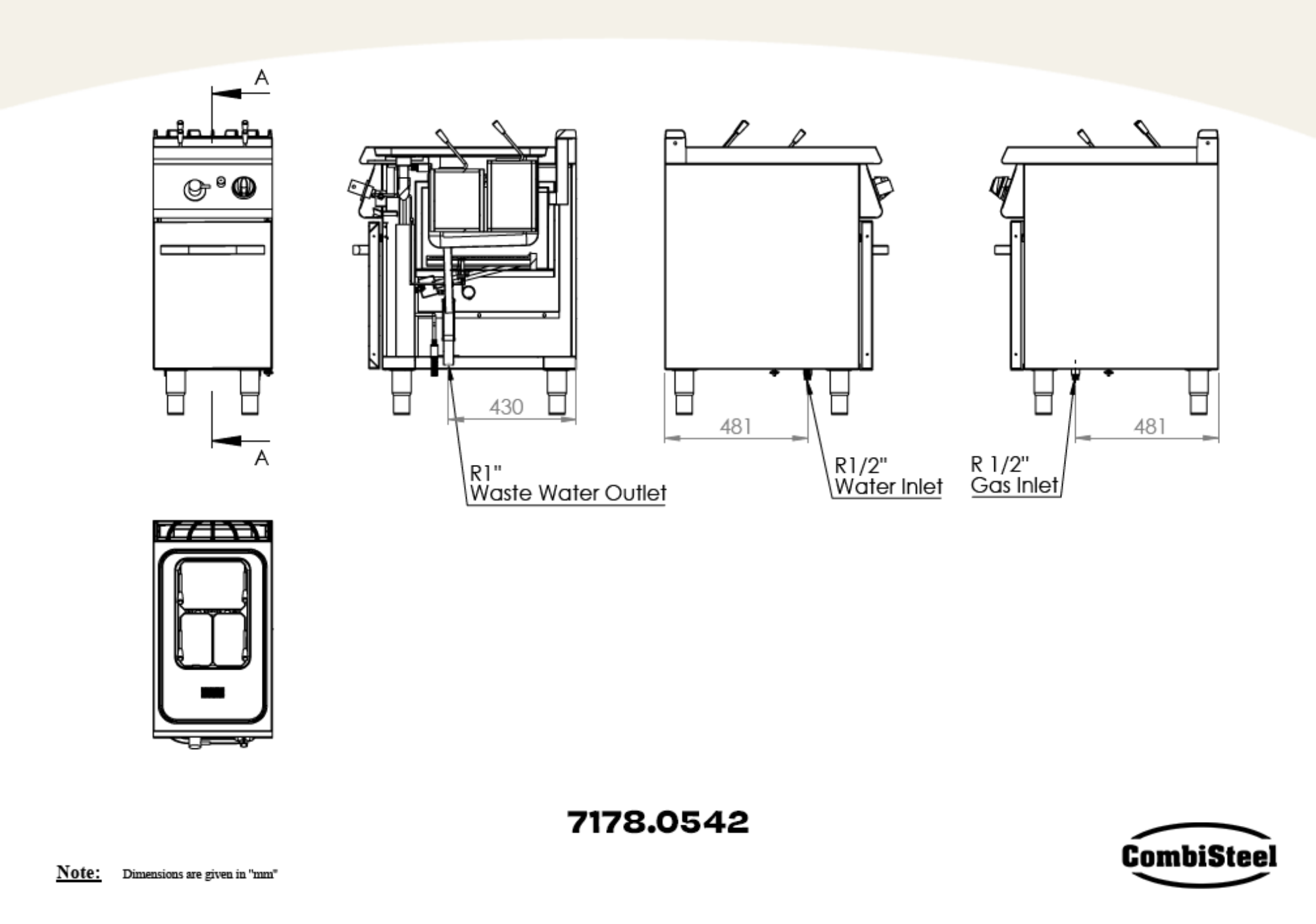 Picture of Combisteel Base 700 Gas Pasta Cooker - 18 L