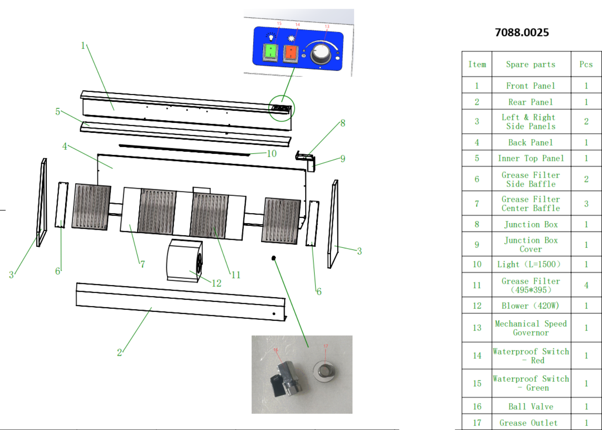 Picture of Combisteel 900 Wall-Mounted Hood Complete - 2400 mm