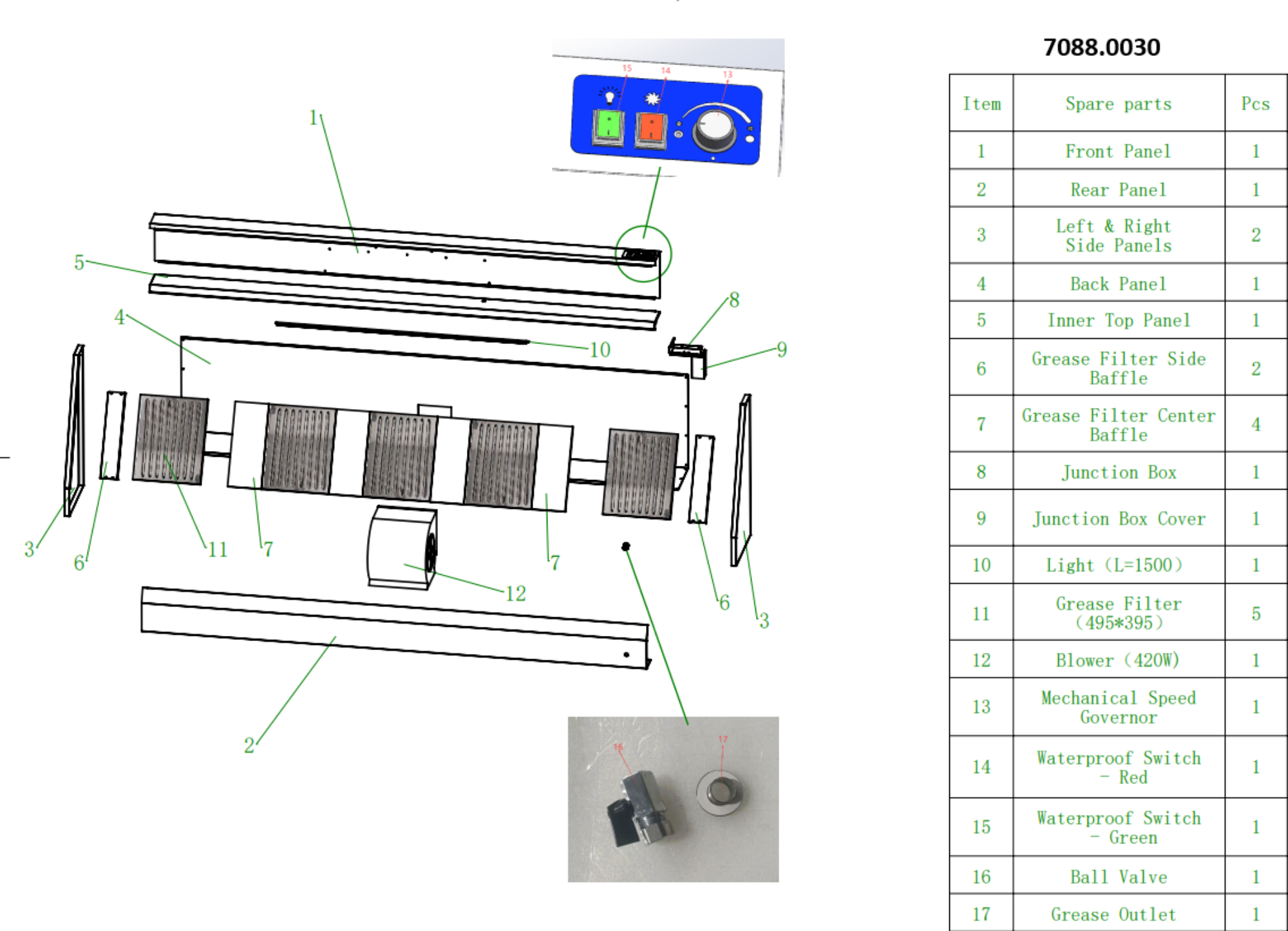 Picture of Combisteel 900 Wall-Mounted Hood Complete - 3000 mm