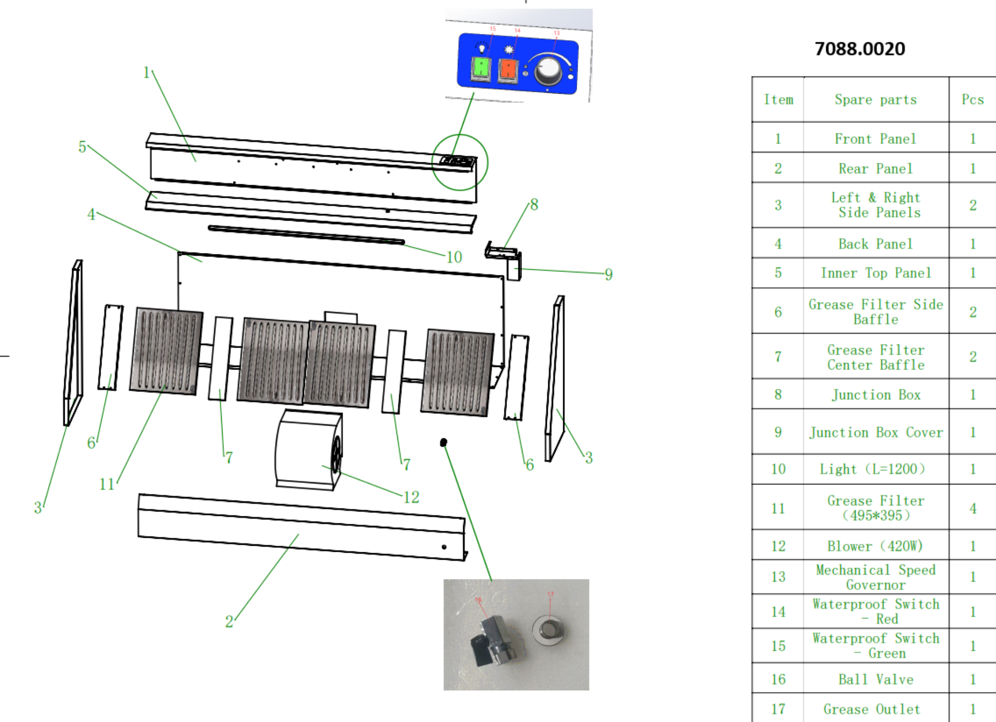 Picture of Combisteel 900 Wall-Mounted Hood Complete - 2000 mm