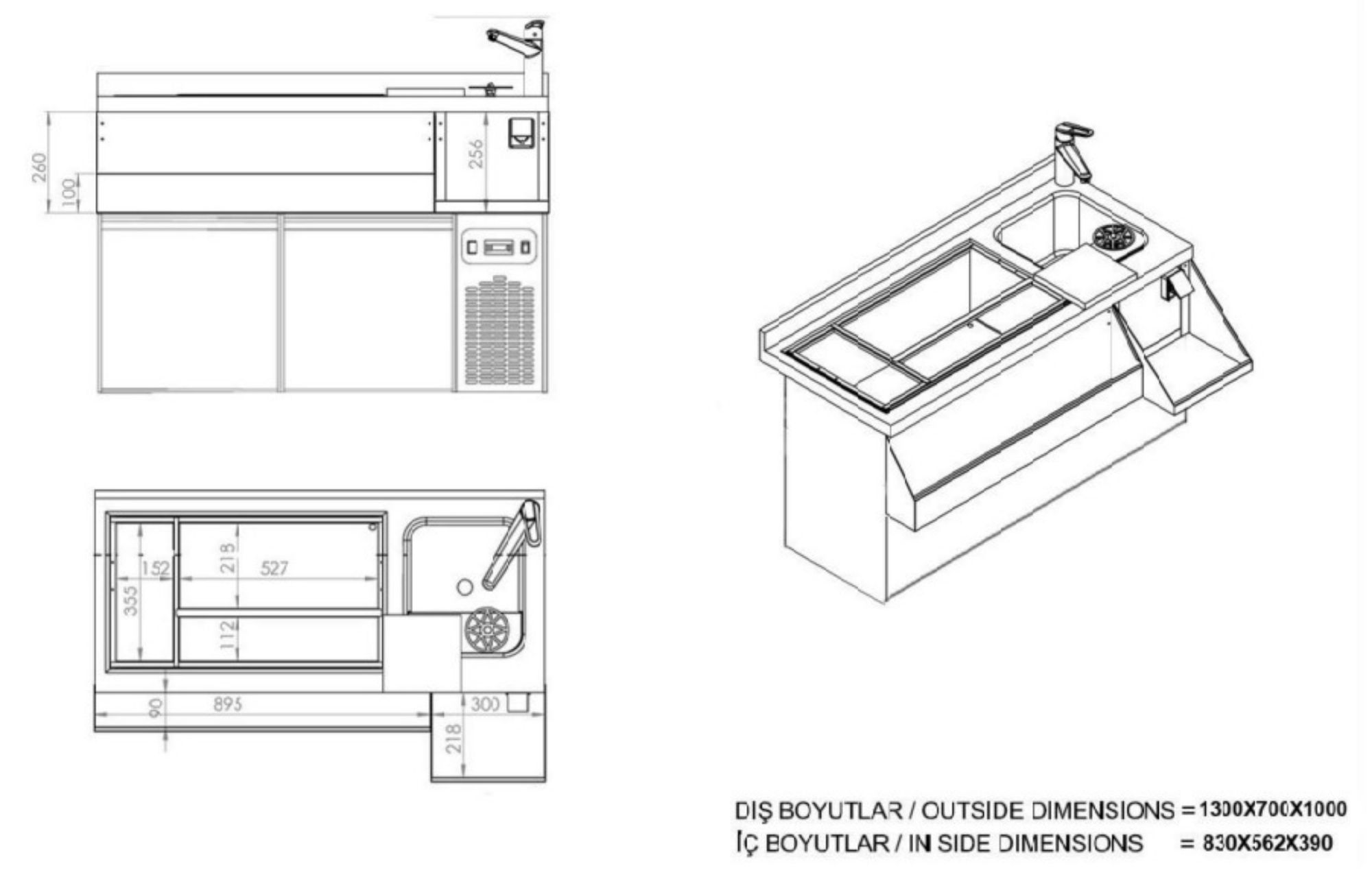 Picture of Combisteel 2-Door Refrigerated Counter with Cocktail Station - 180 L