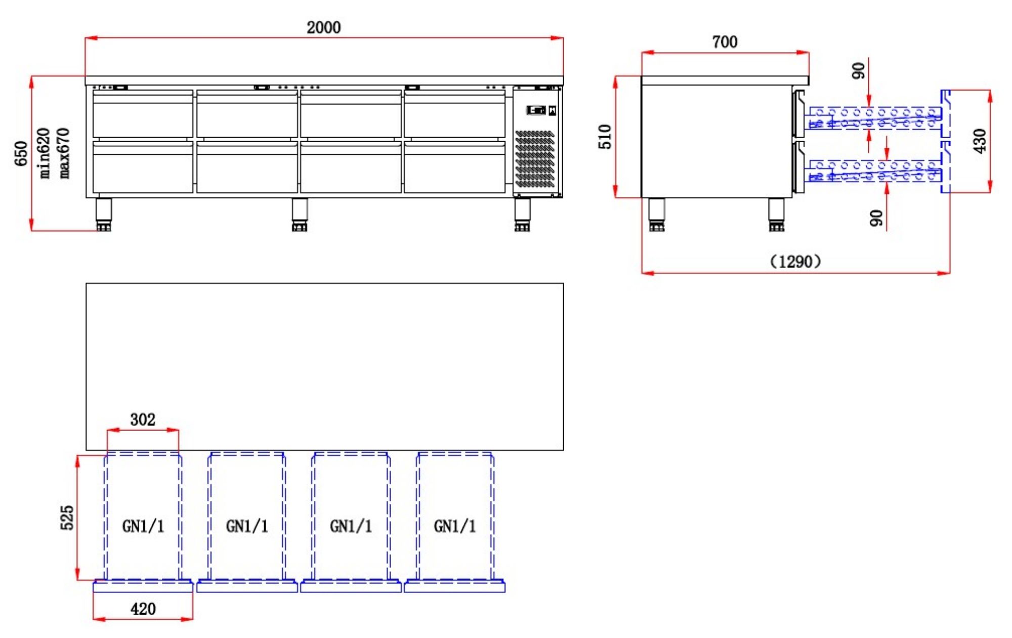 Picture of Combisteel Eight-Drawer Refrigerated Counter - 402 L